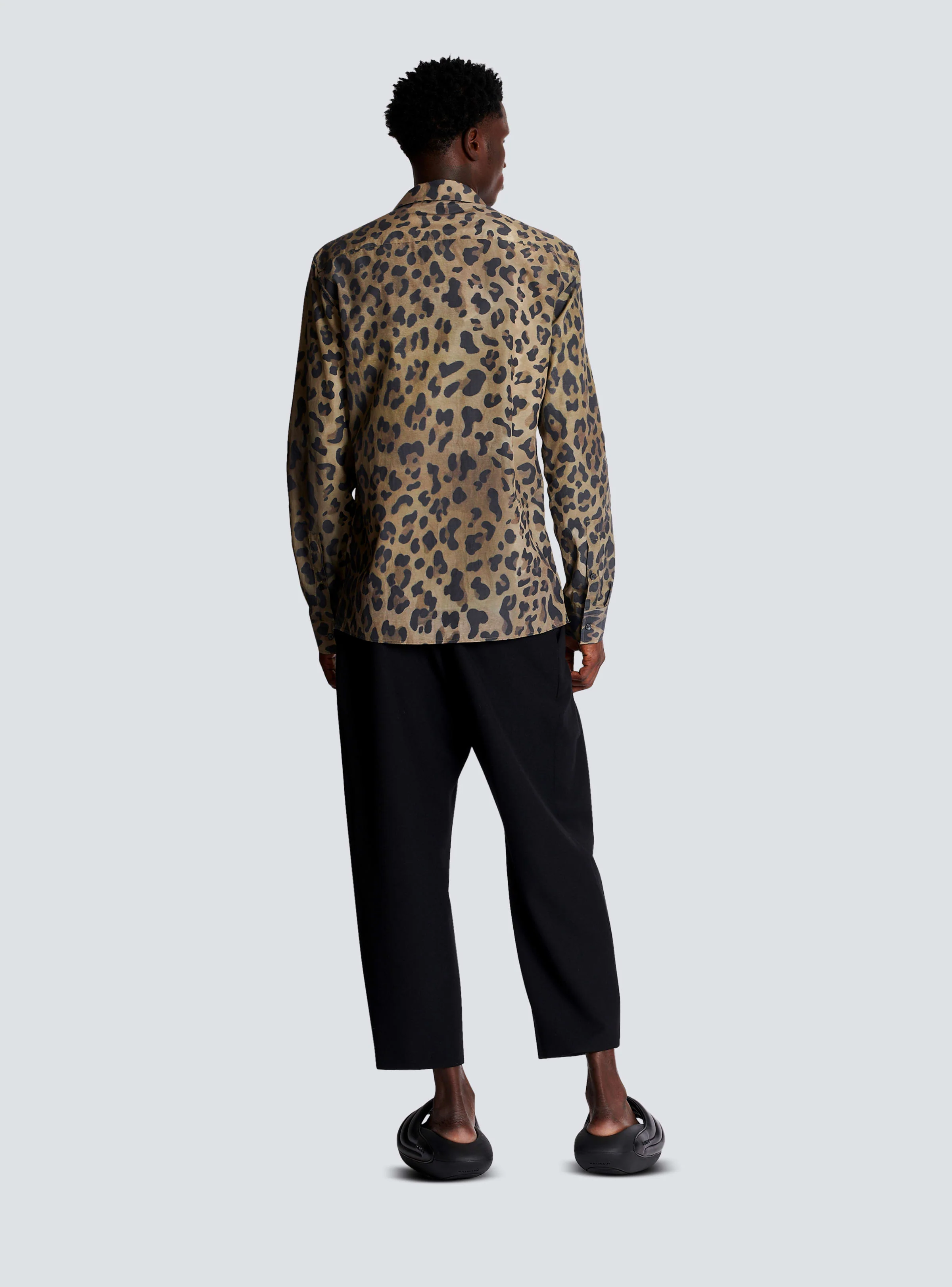 BALMAIN MEN'S MULTI-BROWN LEOPARD PRINT PYJAMA SHIRT - Image 4
