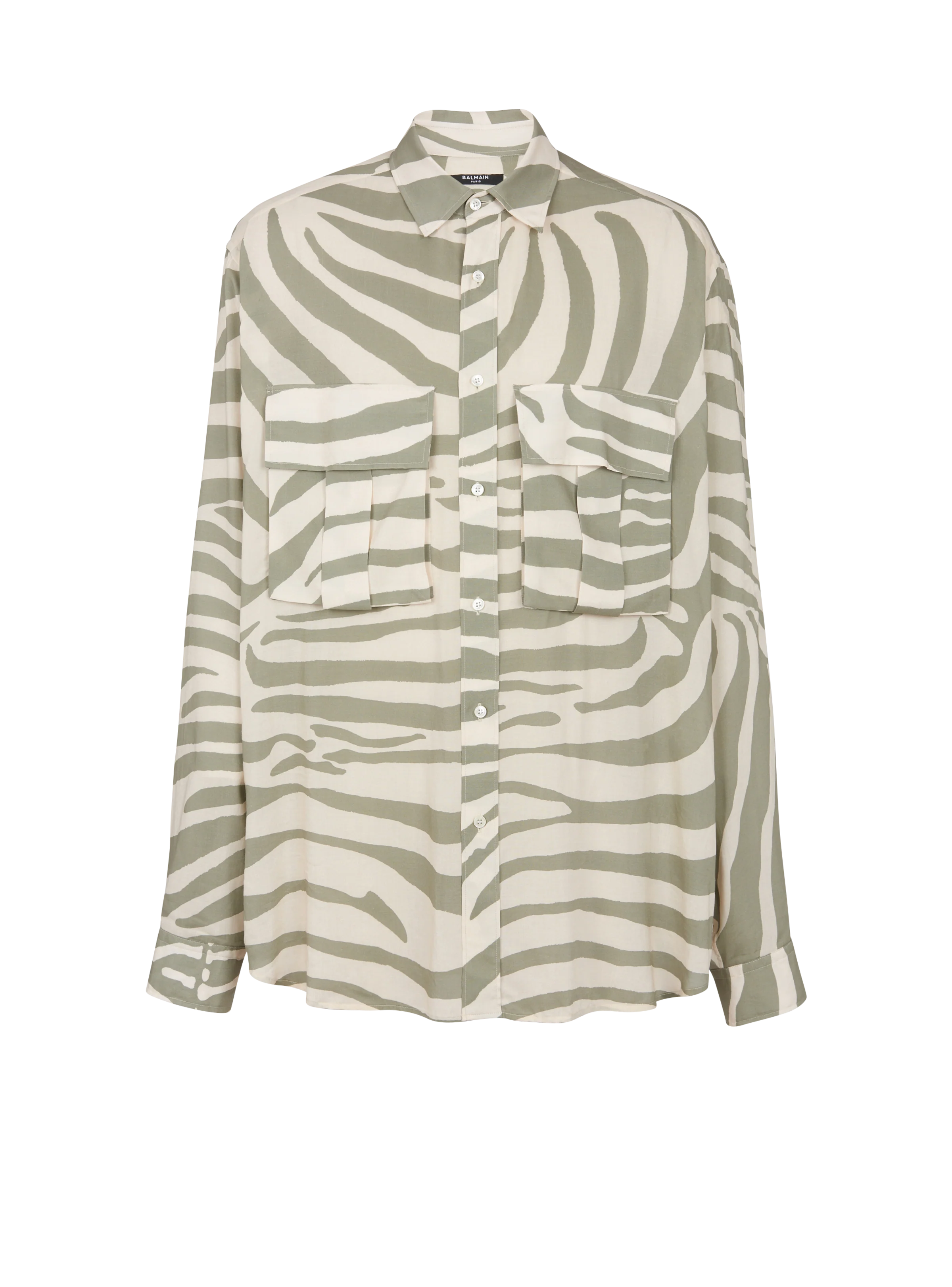 BALMAIN MEN'S AO ZEBRA PRINT FRONT POCKETS SHIRT NWT