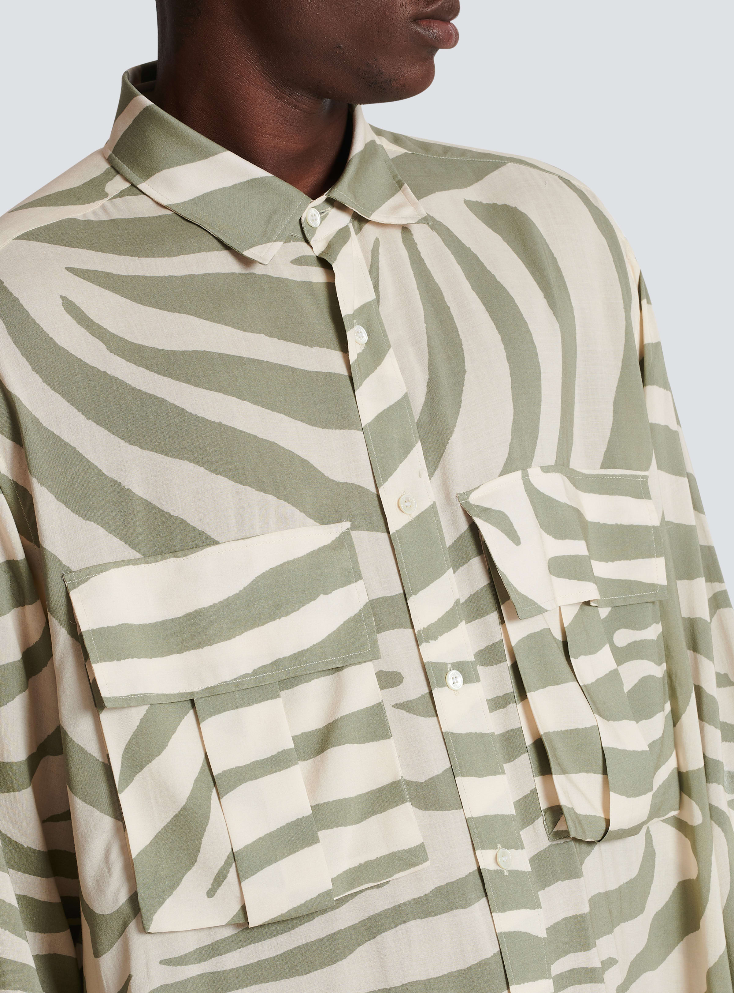 BALMAIN MEN'S AO ZEBRA PRINT FRONT POCKETS SHIRT NWT - Image 6