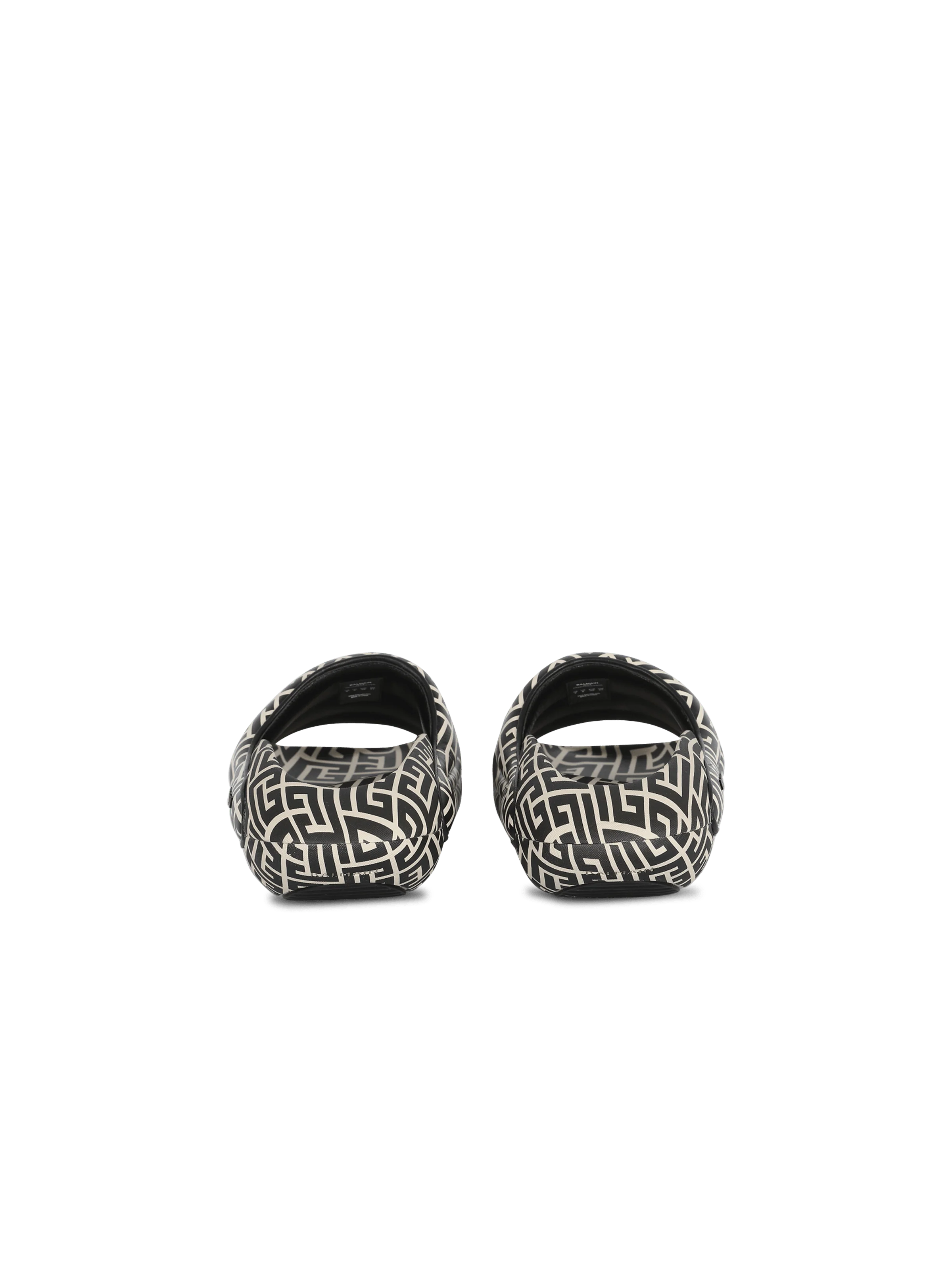 BALMAIN MEN'S IVORY BLACK CALFSKIN MONOGRAM SNEAKERS - Image 3