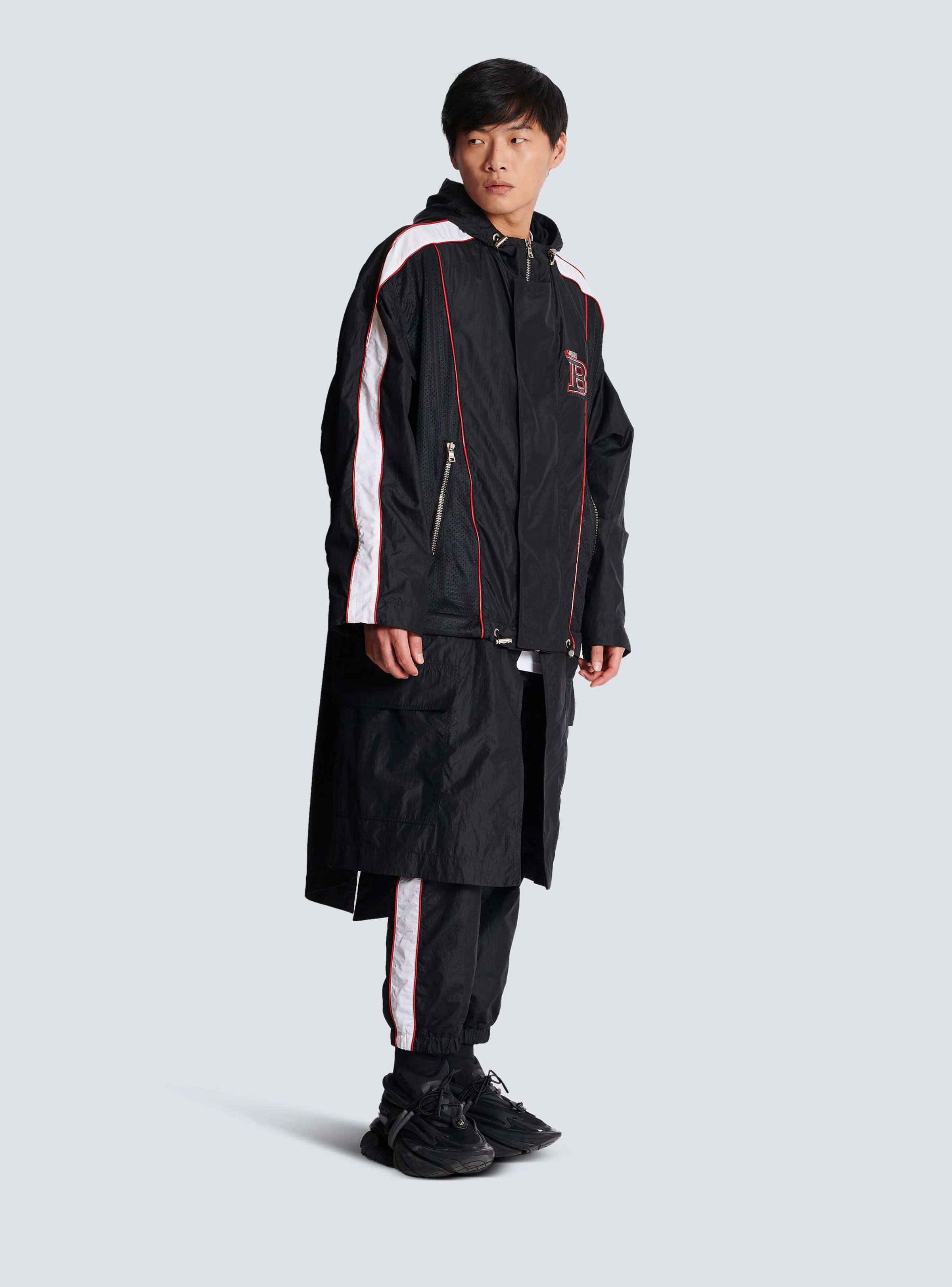 BALMAIN MEN'S BLACK MID-LENGTH PARKA WITH STRIPES - Image 3
