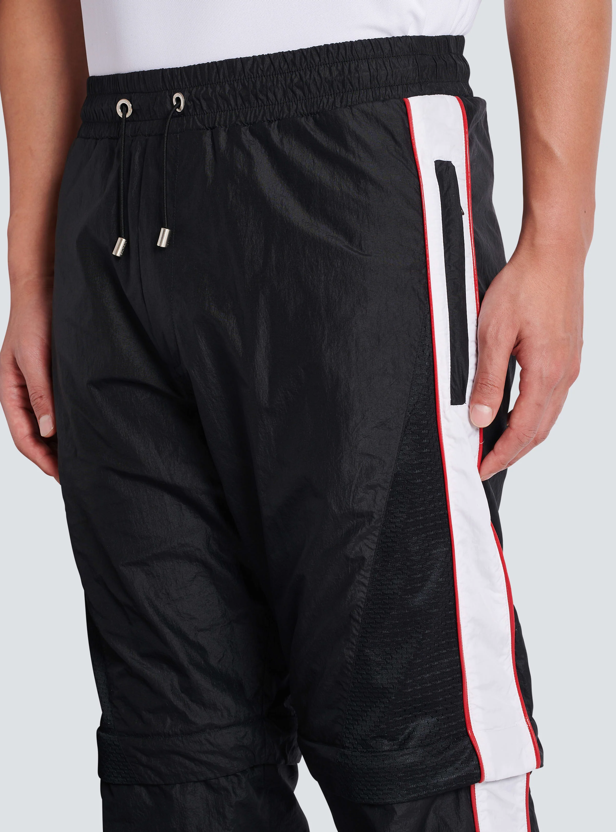 BALMAIN MEN'S BLACK NYLON CONVERTIBLE TRACK PANTS - Image 5