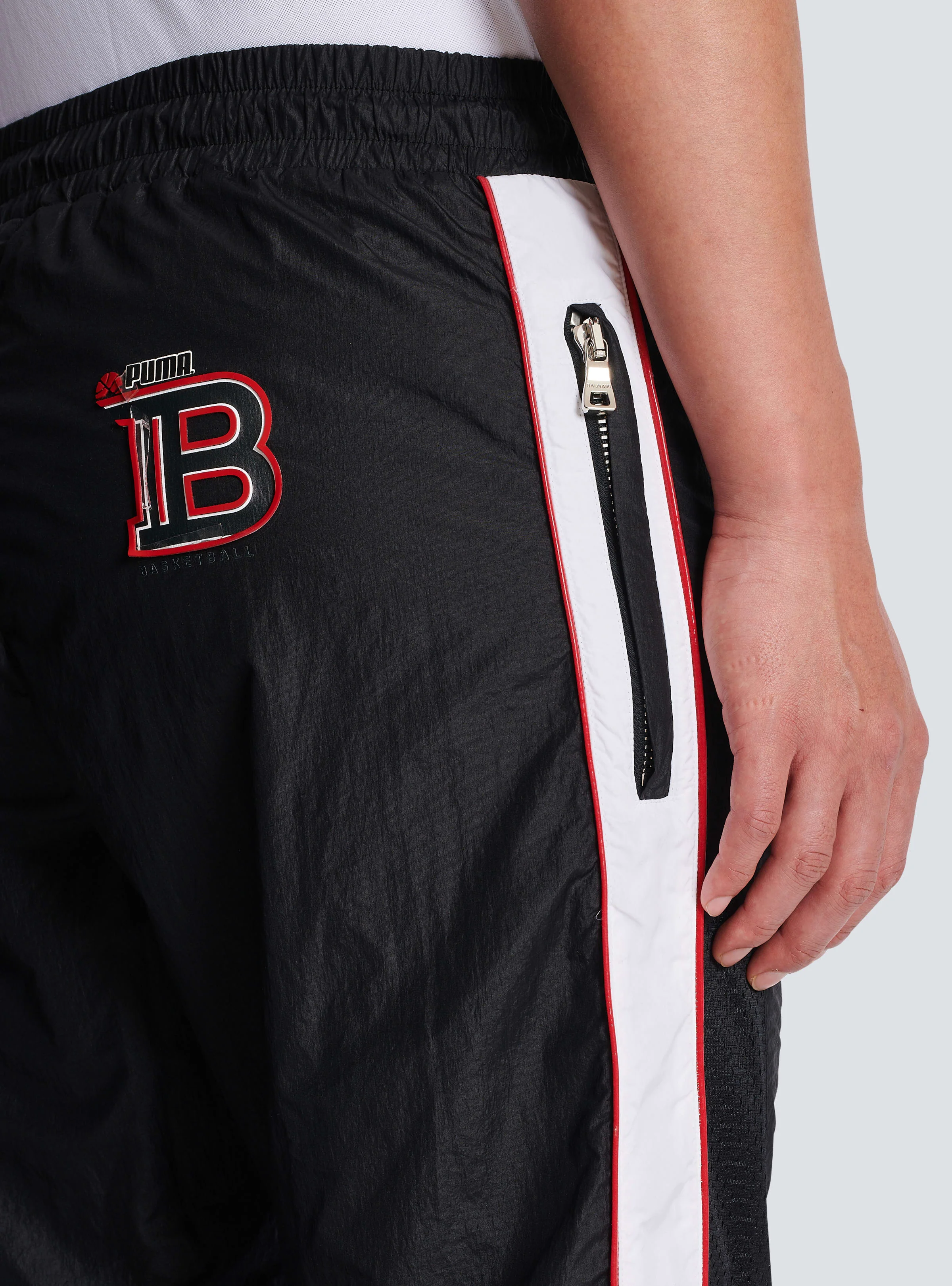 BALMAIN MEN'S BLACK NYLON CONVERTIBLE TRACK PANTS - Image 6