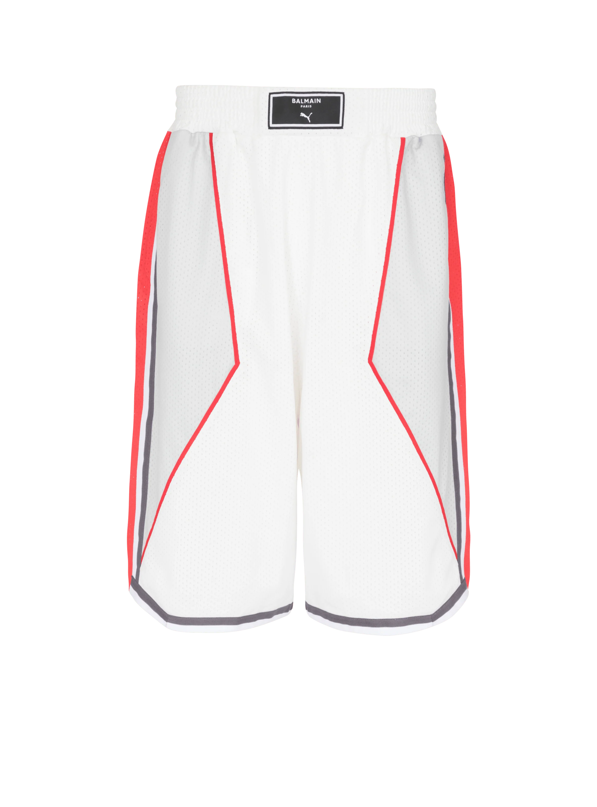 BALMAIN MEN'S WHITE GREY BOXY SPORTS SHORTS