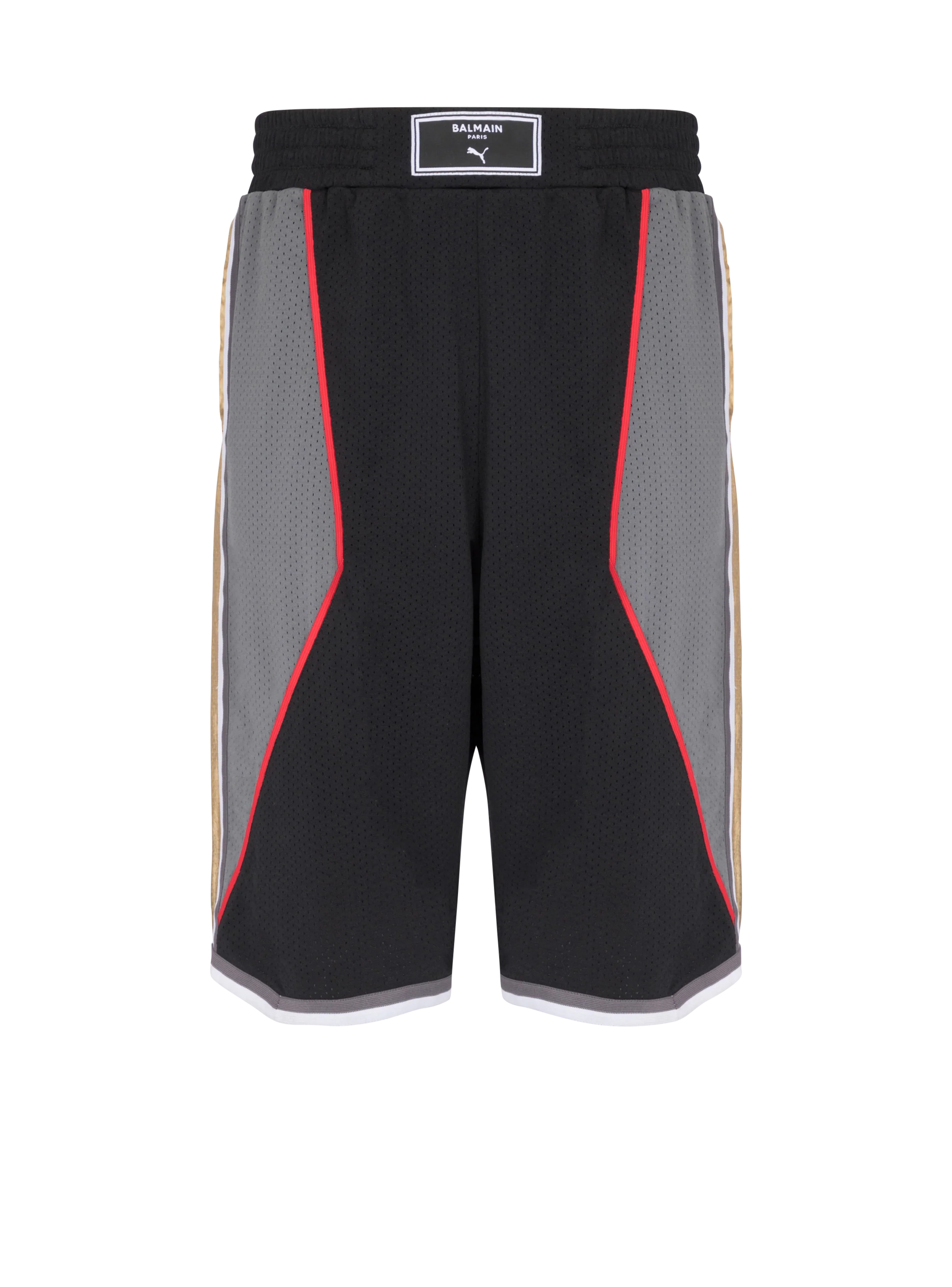 BALMAIN MEN'S BLACK GREY GOLD BOXY SHORTS