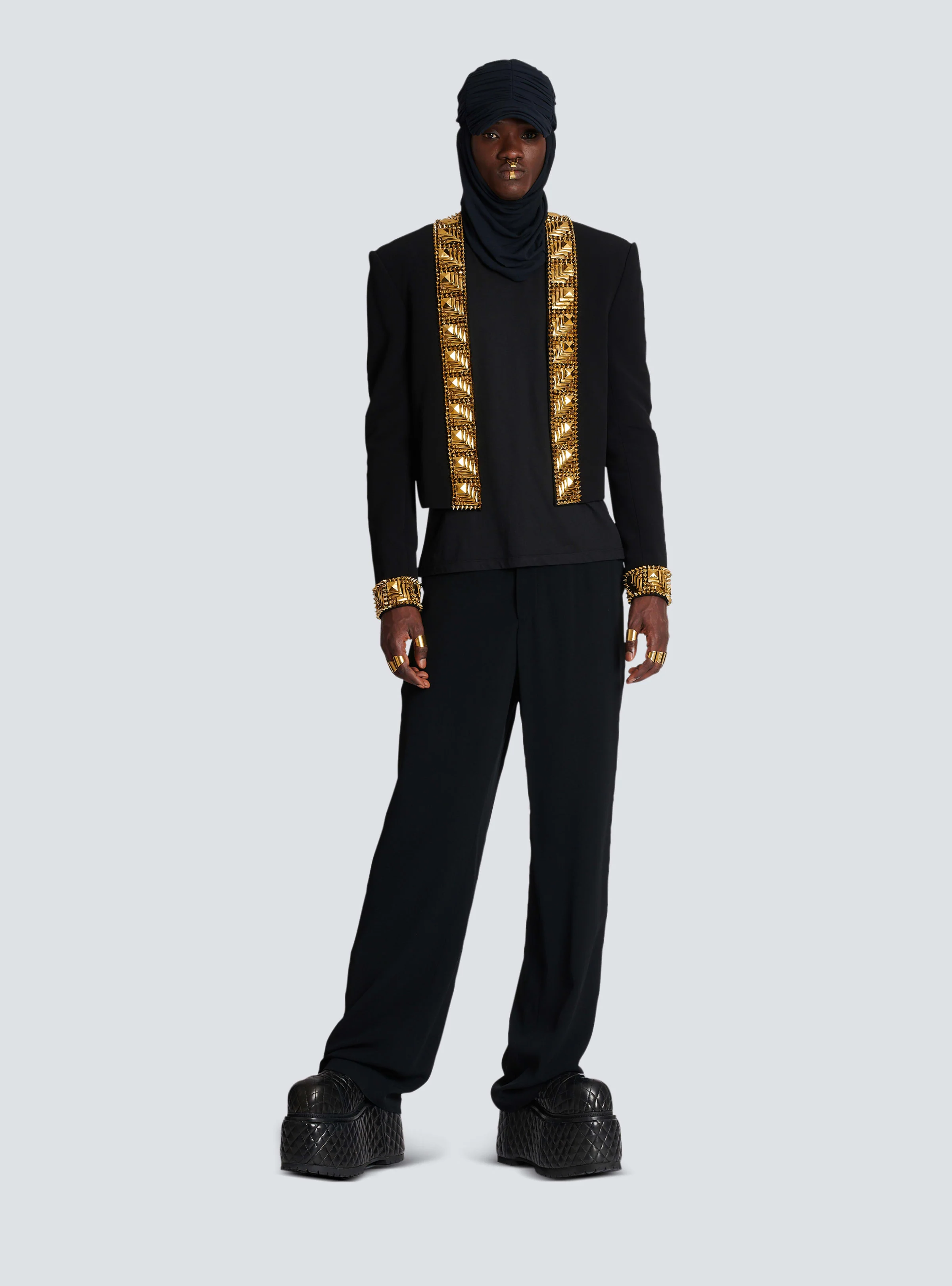BALMAIN MEN'S BLACK CREPE LOOSE TROUSERS - Image 2