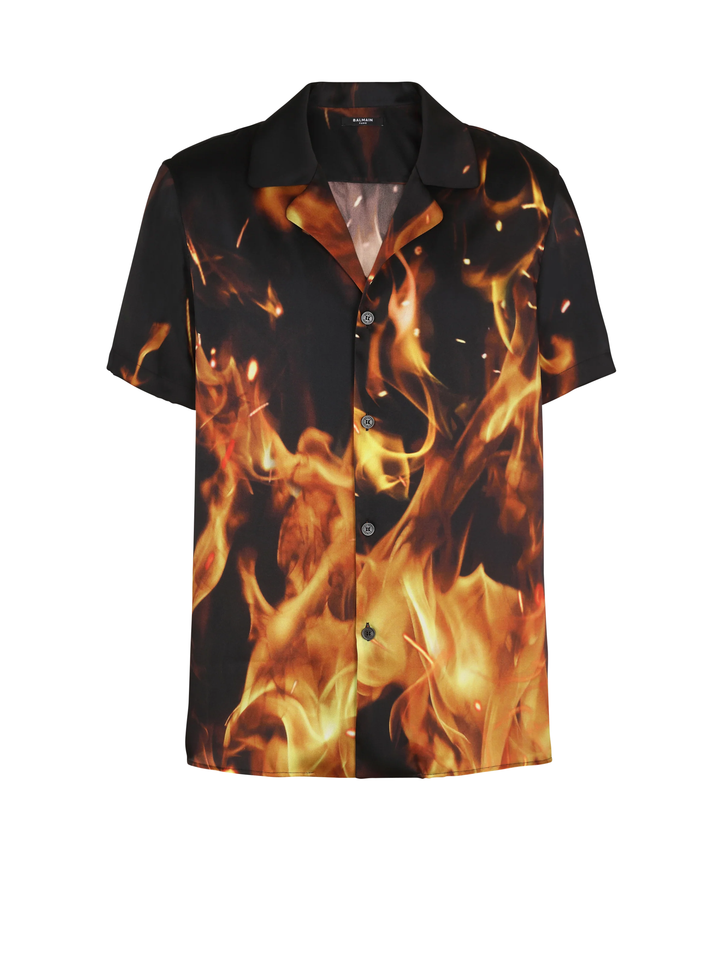 BALMAIN MEN'S FIRE PRINTED SS PYJAMA SHIRT NWT
