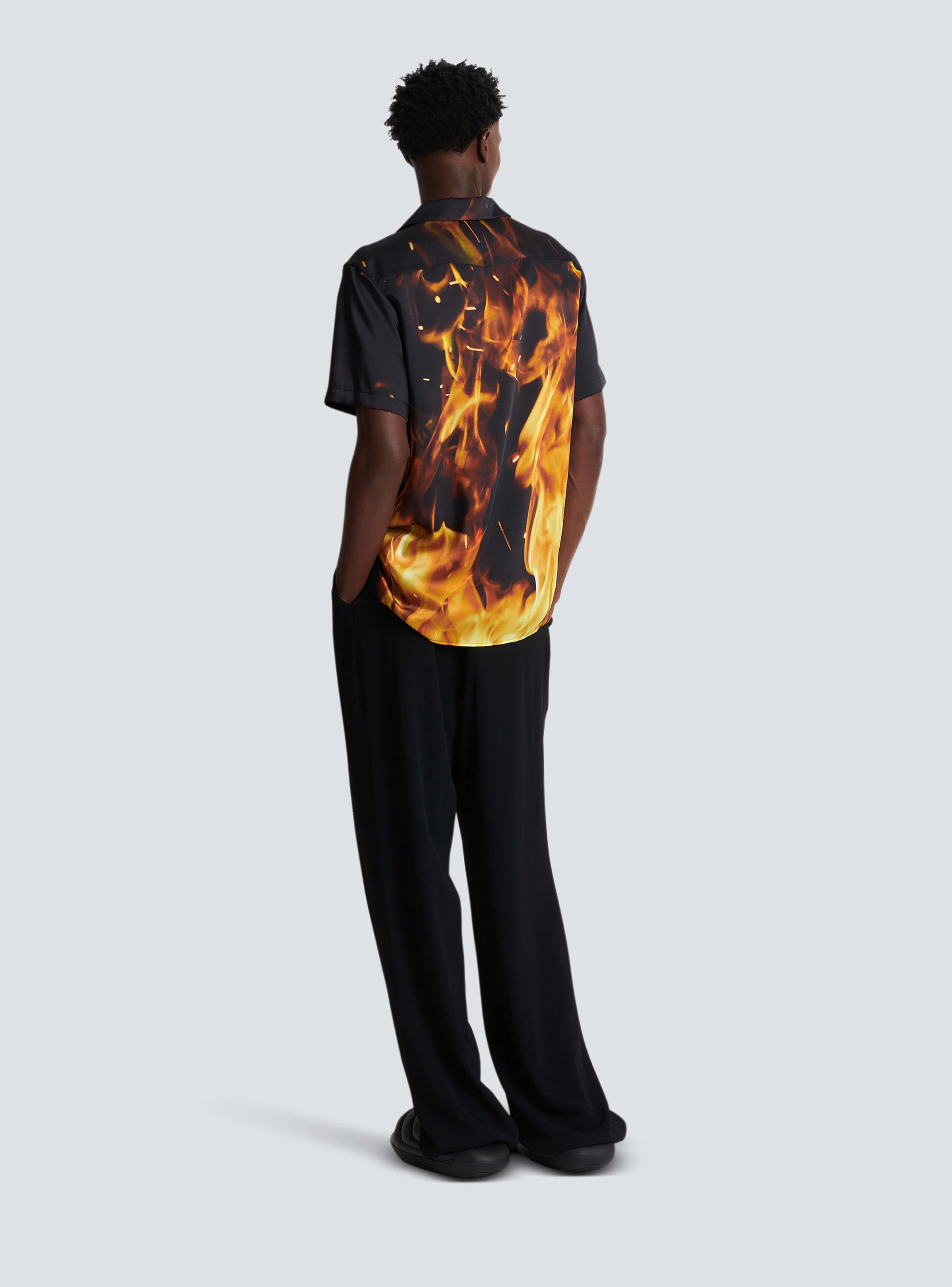 BALMAIN MEN'S FIRE PRINTED SS PYJAMA SHIRT NWT - Image 4