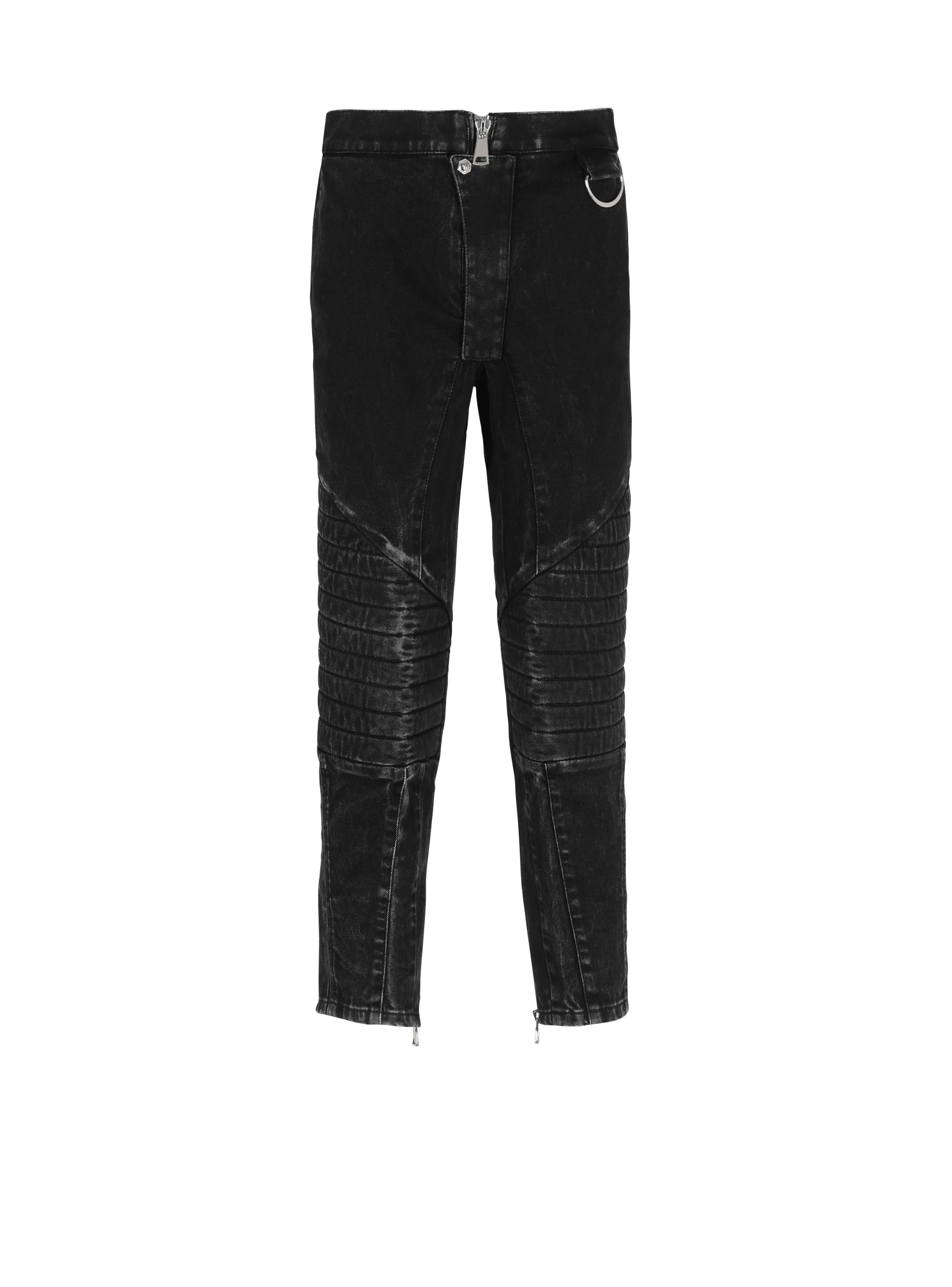 BALMAIN MEN'S BLACK ACID WASH DENIM PANTS