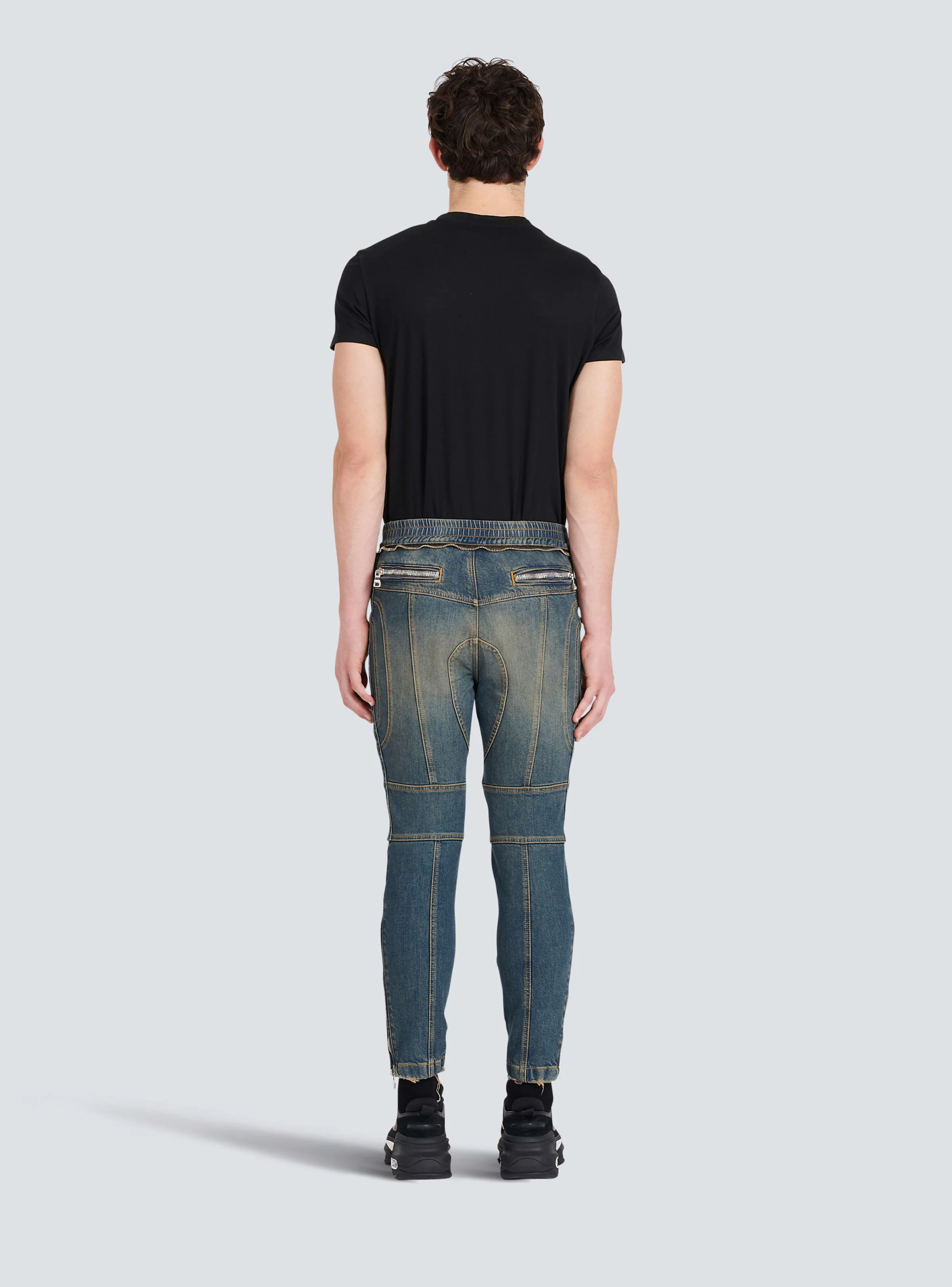 BALMAIN MEN'S KNEE-PADS DESTROYED RIDER JEANS NWT - Image 4