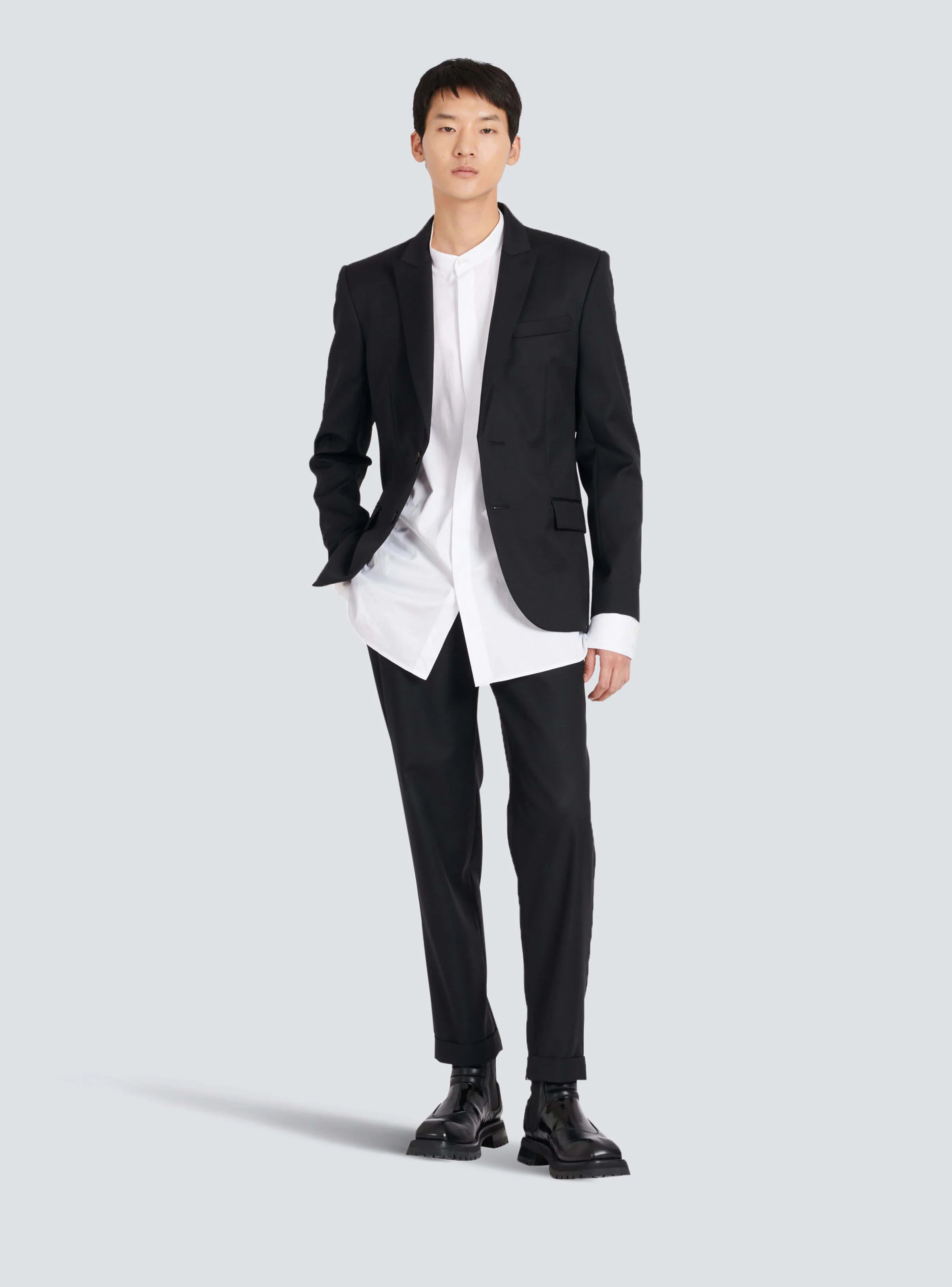 BALMAIN MEN'S MAO COLLAR COTTON SHIRT NWT - Image 2