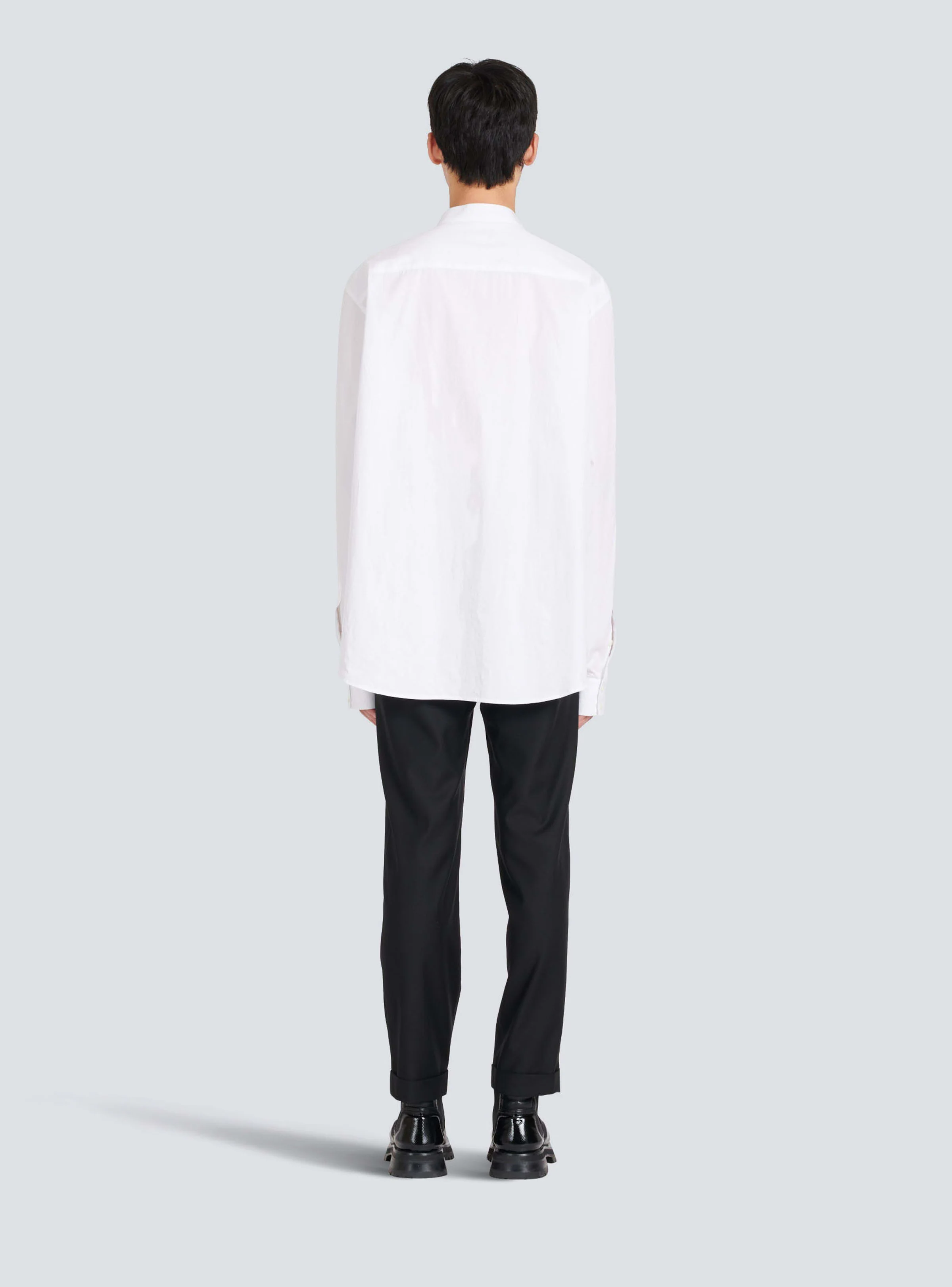 BALMAIN MEN'S MAO COLLAR COTTON SHIRT NWT - Image 4