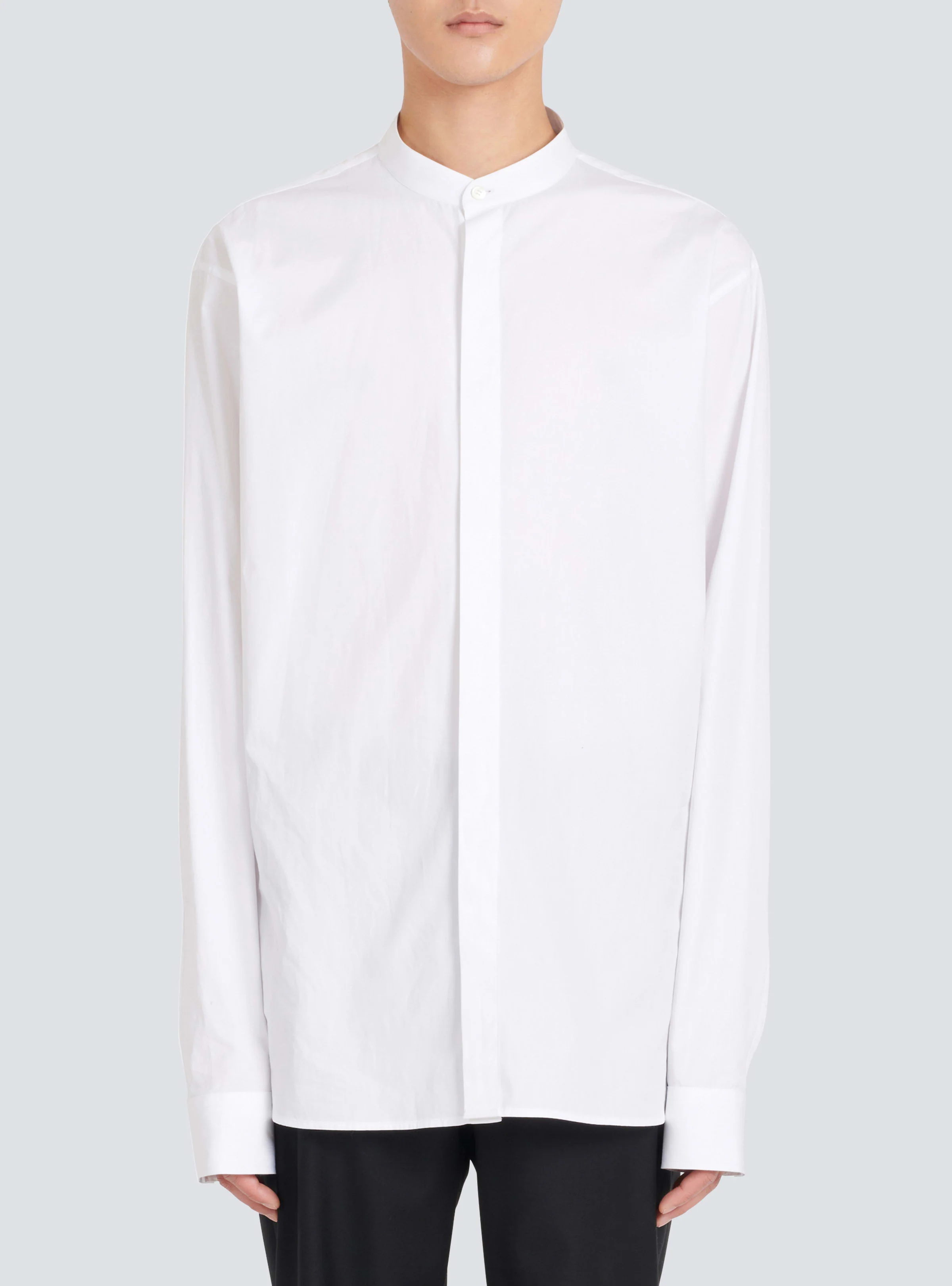 BALMAIN MEN'S MAO COLLAR COTTON SHIRT NWT - Image 5
