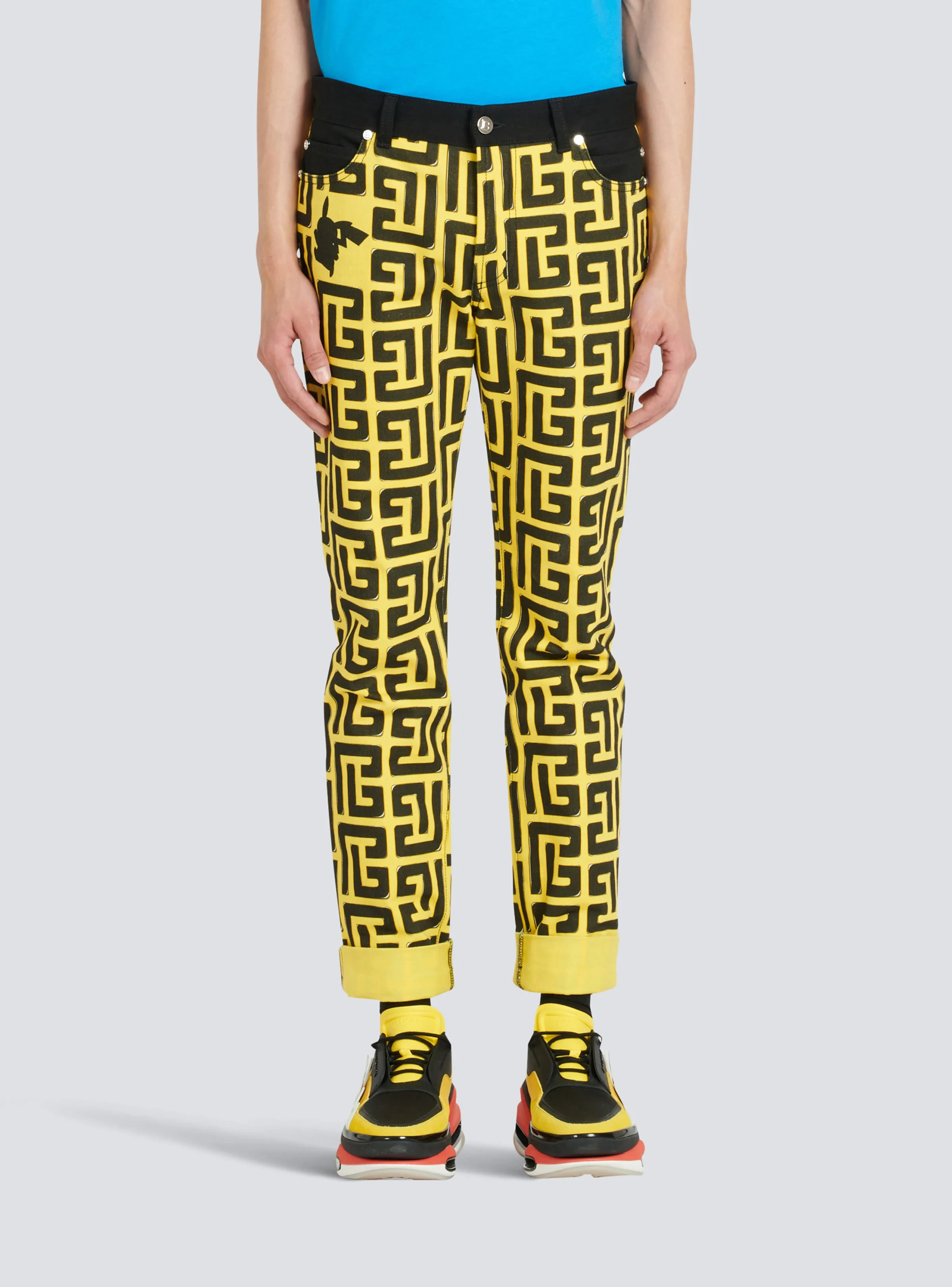 BALMAIN MEN'S MONOGRAM DENIM PANTS NWT - Image 5