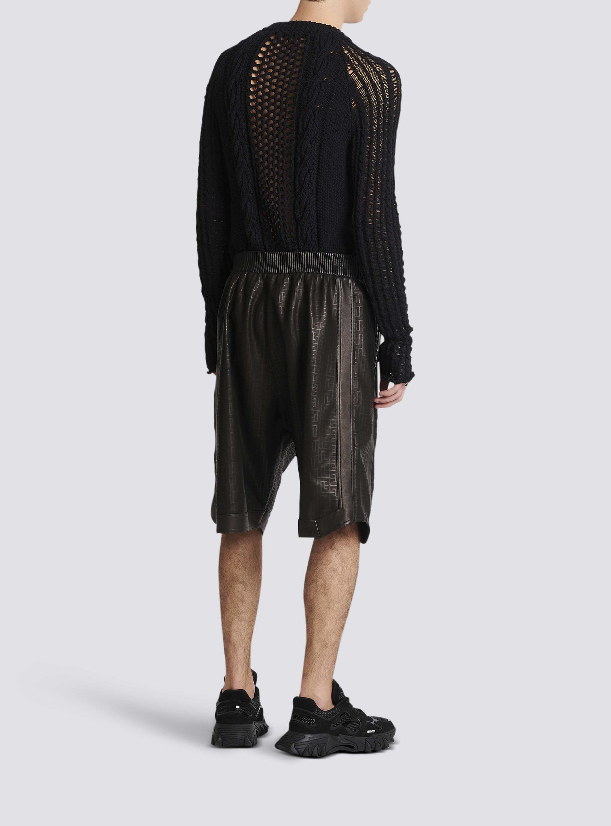 BALMAIN MEN'S MONOGRAM EMBOSSED LAMBSKIN BERMUDA NWT - Image 4