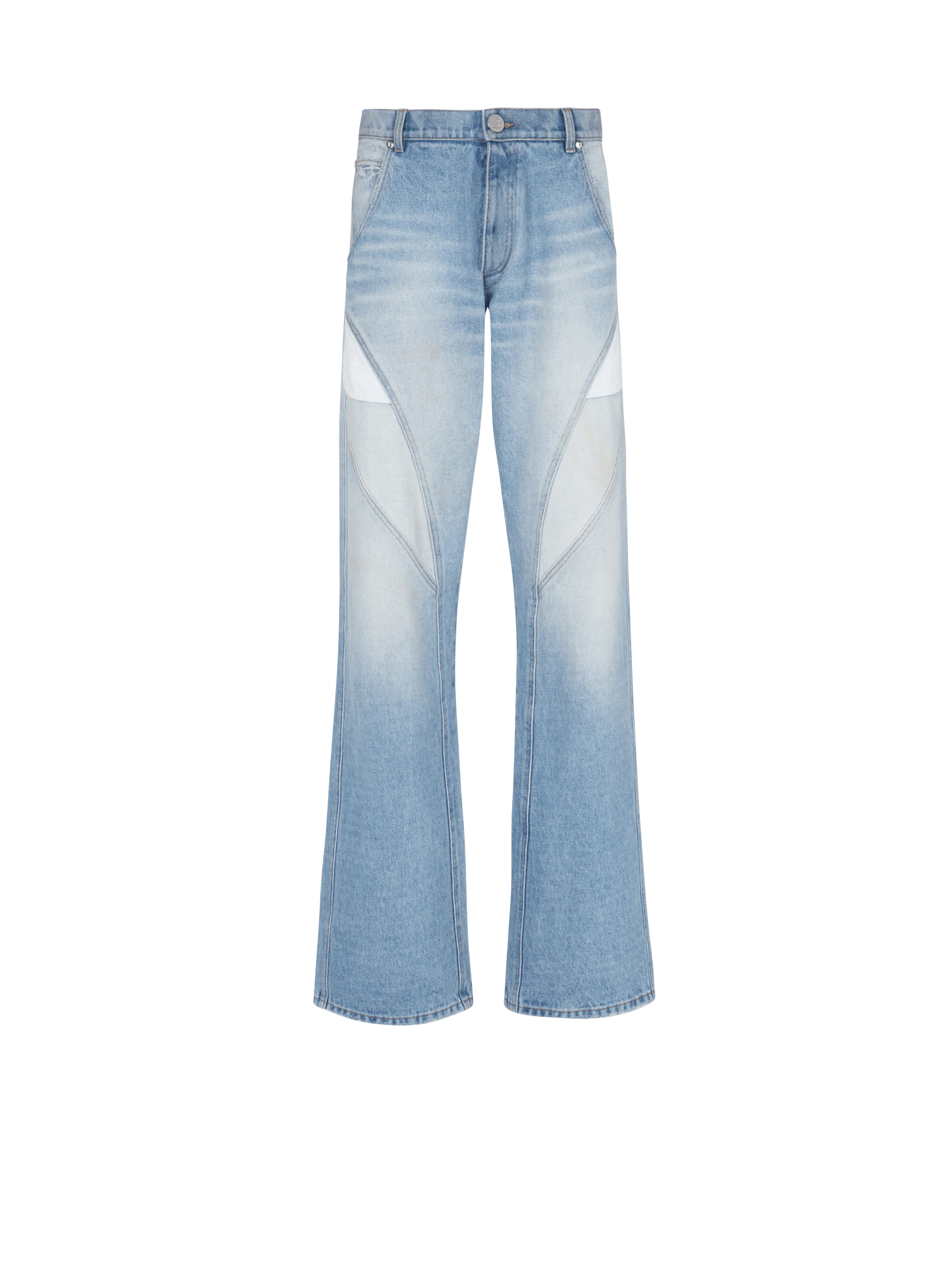BALMAIN MEN'S MULTICUT LOOSE BLUE DENIM PANTS NWT