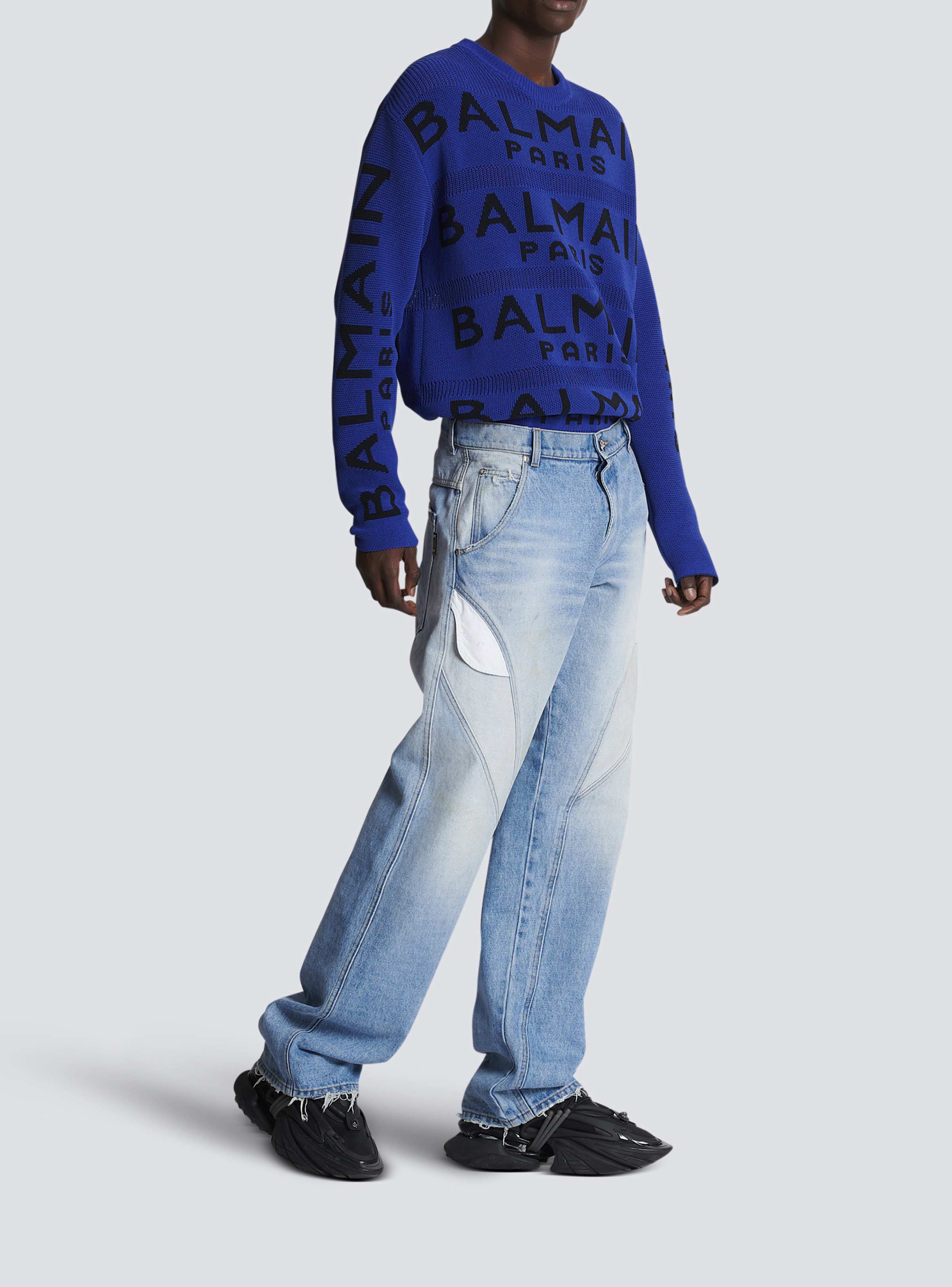 BALMAIN MEN'S MULTICUT LOOSE BLUE DENIM PANTS NWT - Image 3