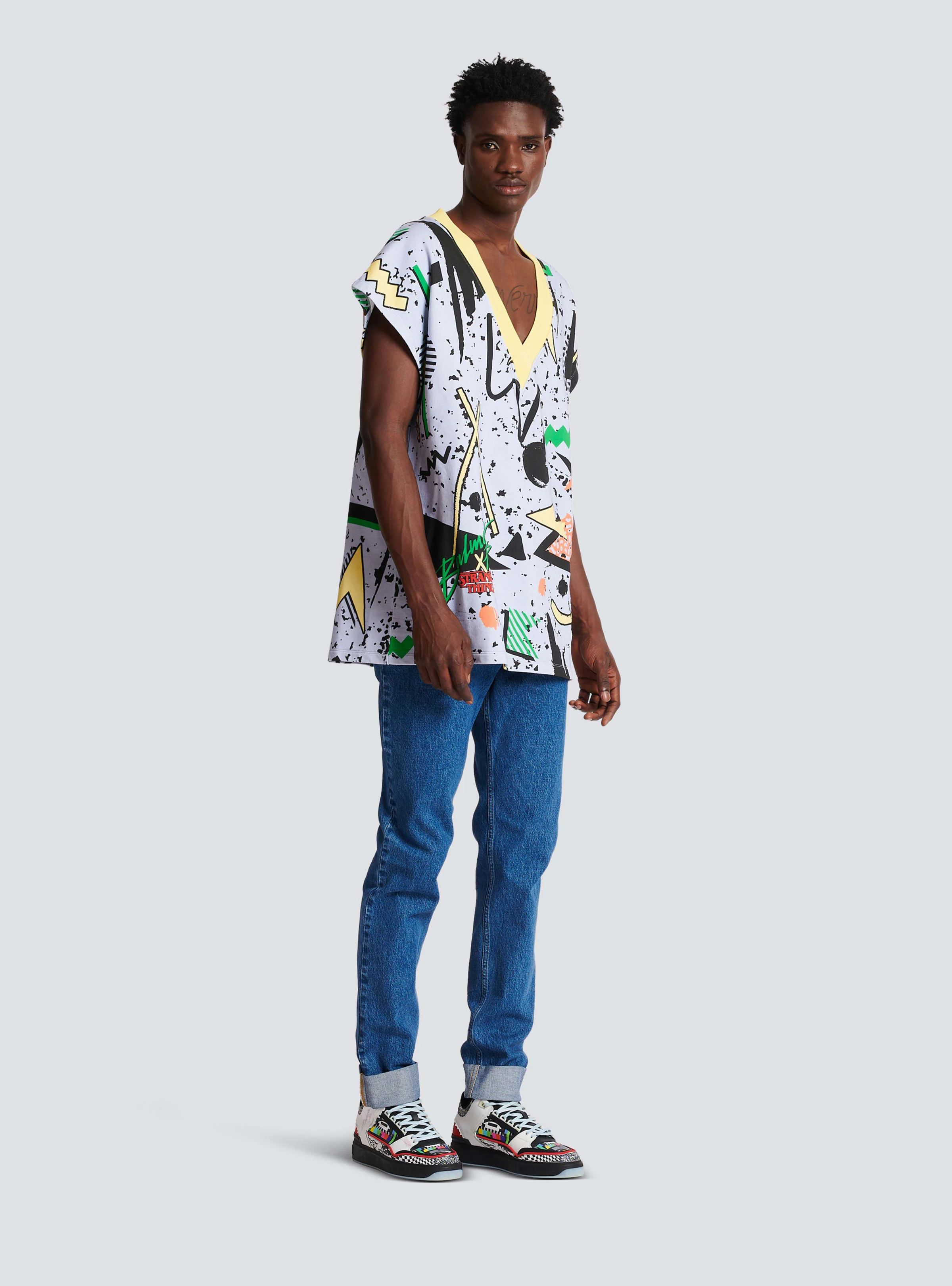 BALMAIN MEN'S MULTICOLOR OVERSIZED PRINTED JUMPER - Image 3