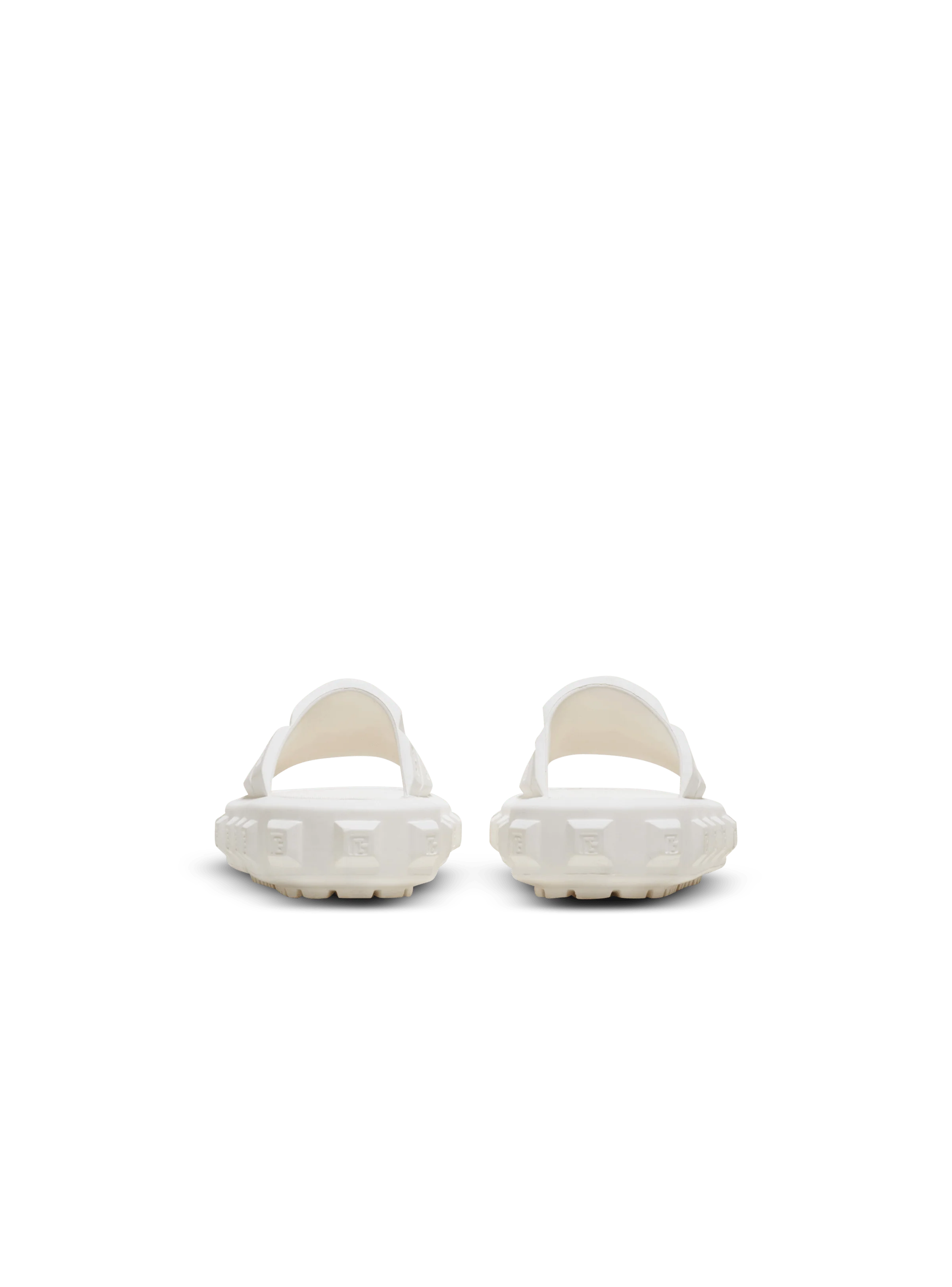 BALMAIN MEN'S WHITE RUBBER EMBOSSED SLIDES - Image 4