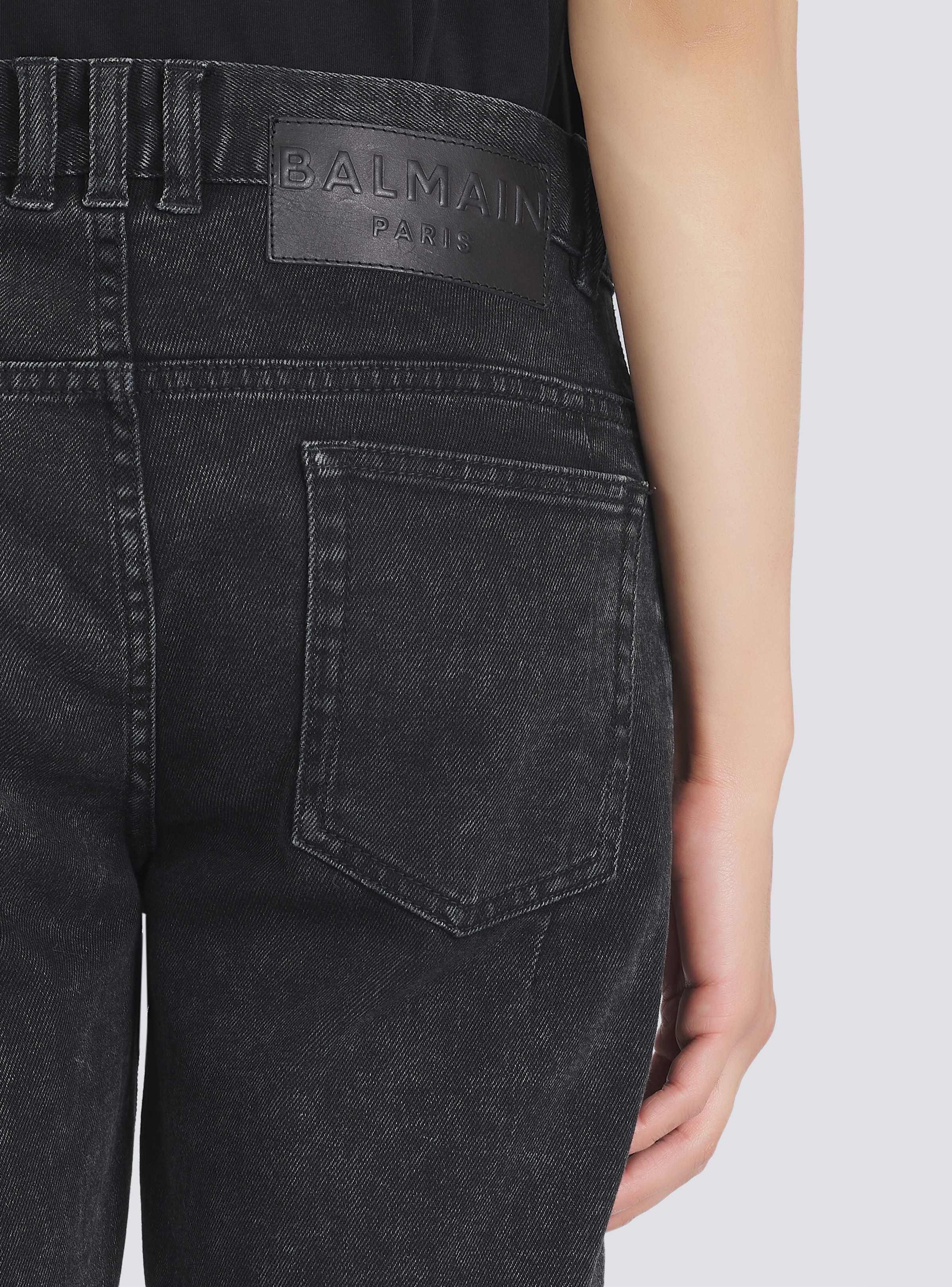 BALMAIN MEN'S BLACK RIBBED SLIM JEANS - Image 7