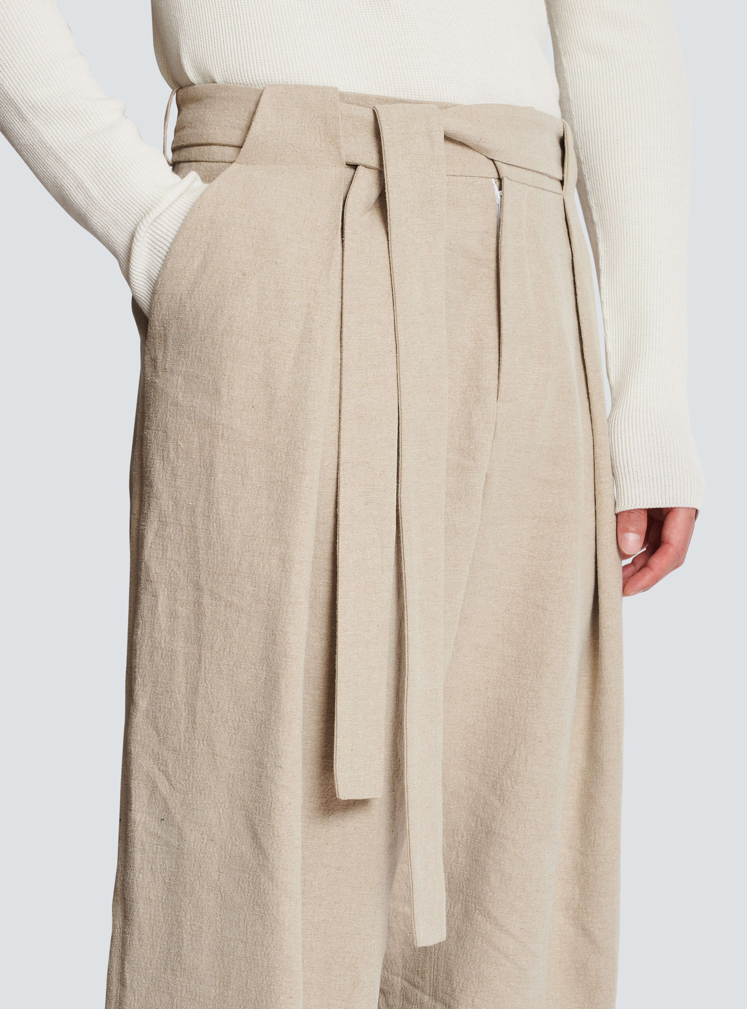 BALMAIN MEN'S SIDE FOLDED LINEN LOOSE PANTS NWT - Image 5