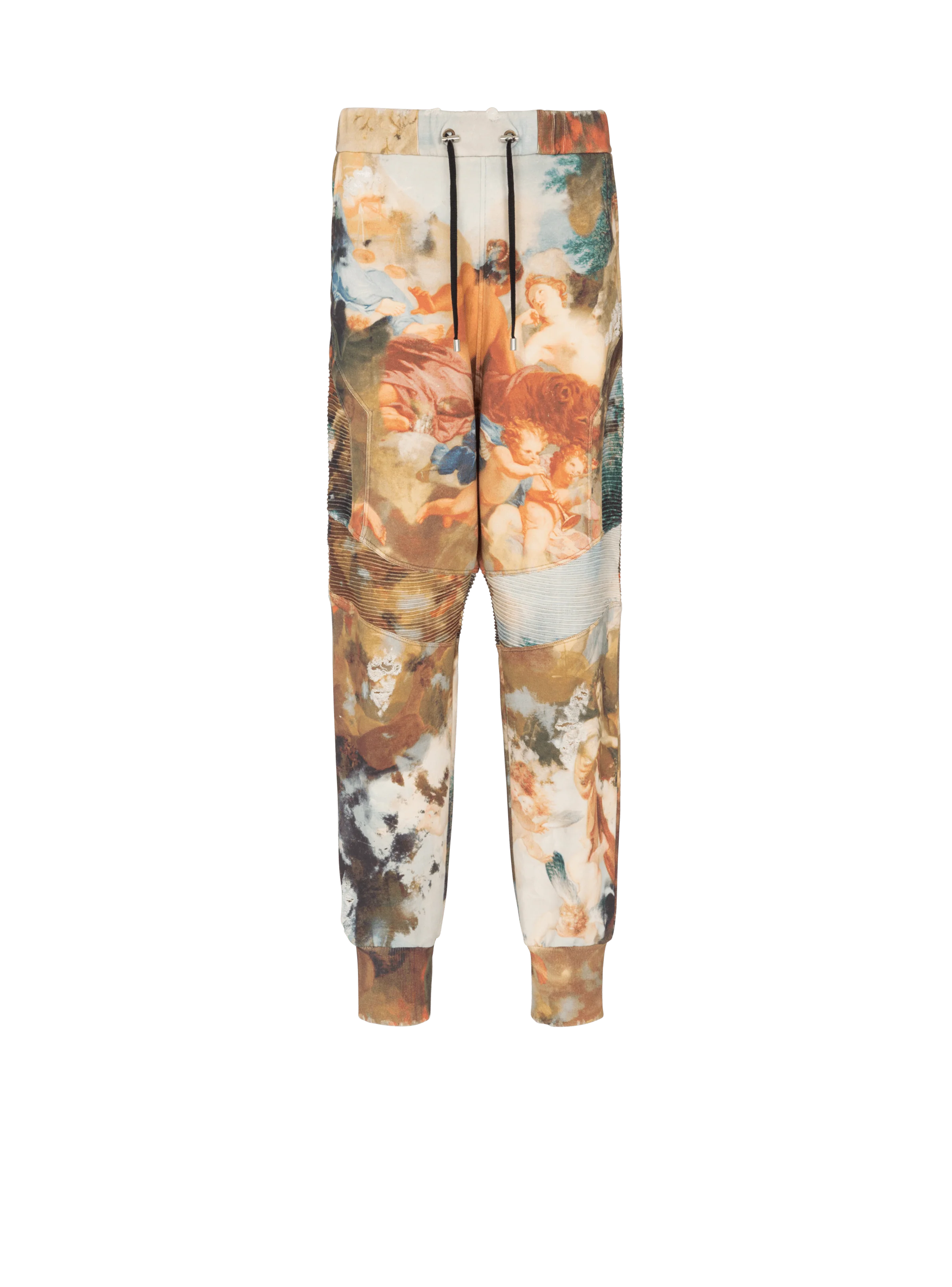 BALMAIN MEN'S SKY PRINTED RIBBED HAREM SWEATPANTS NWT