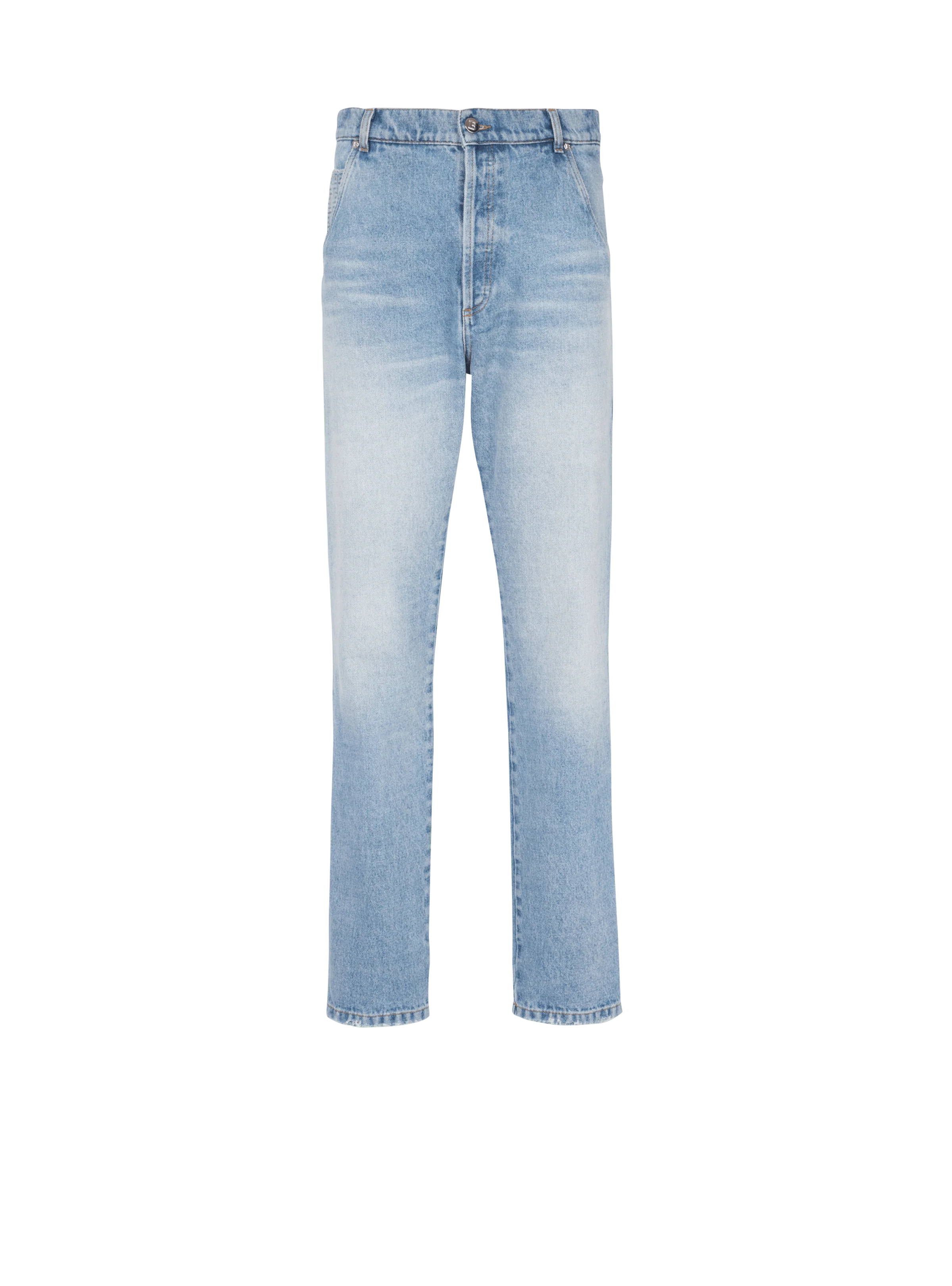 BALMAIN MEN'S STRAIGHT MONOGRAM DENIM PANTS NWT
