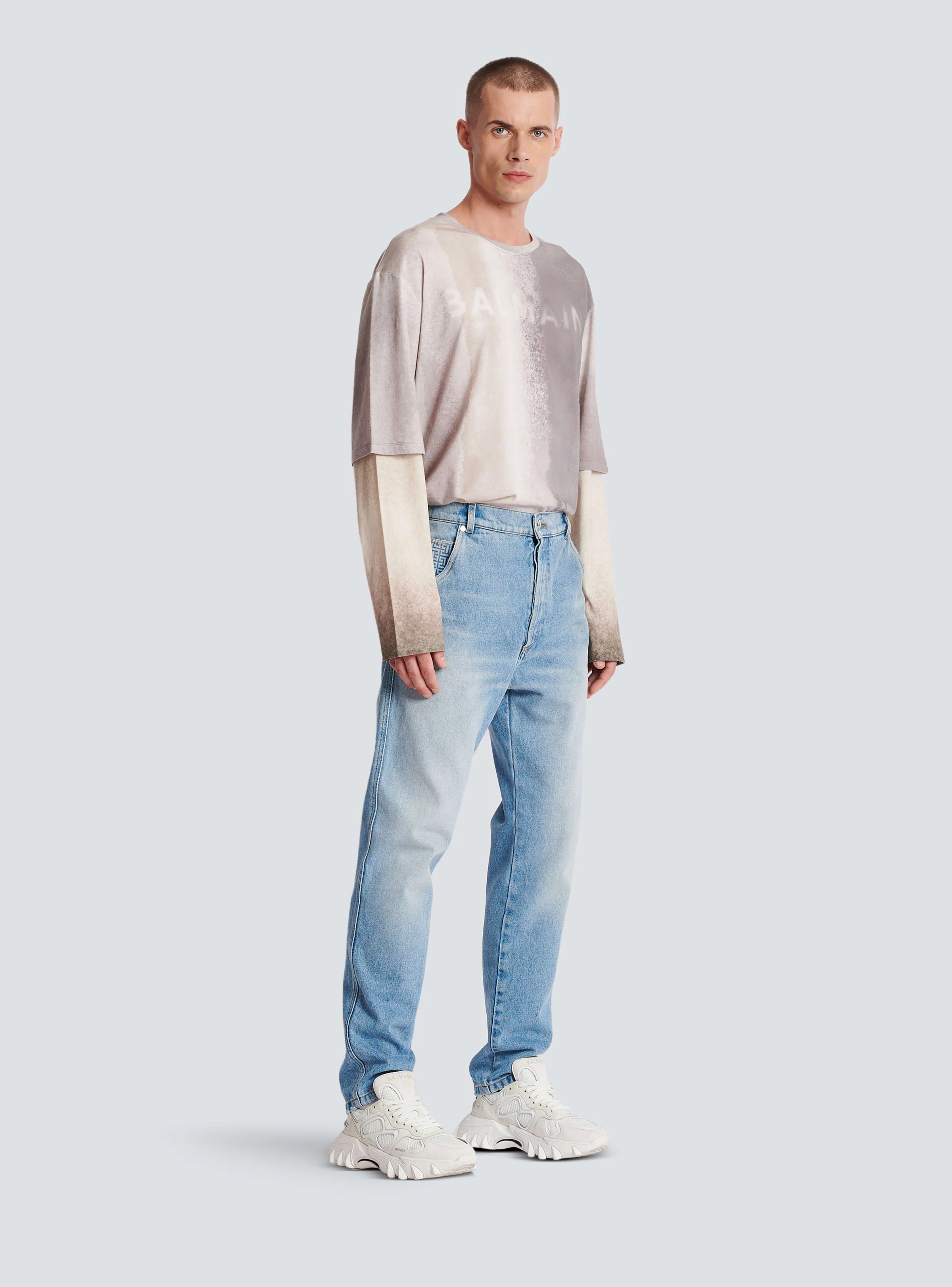 BALMAIN MEN'S STRAIGHT MONOGRAM DENIM PANTS NWT - Image 3
