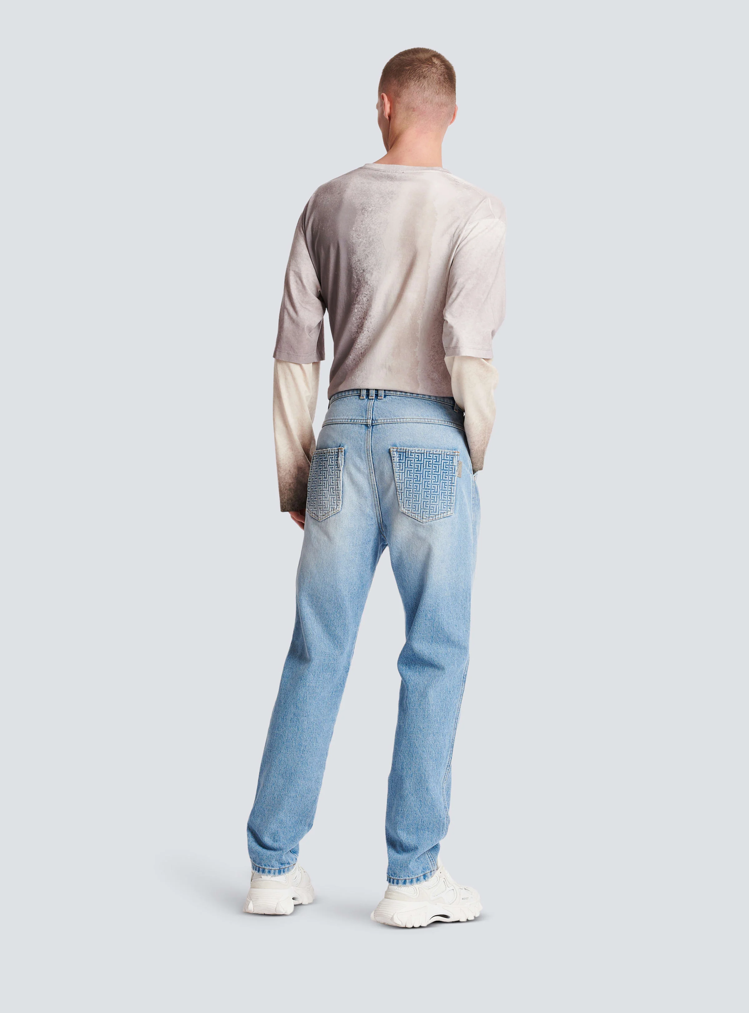 BALMAIN MEN'S STRAIGHT MONOGRAM DENIM PANTS NWT - Image 4