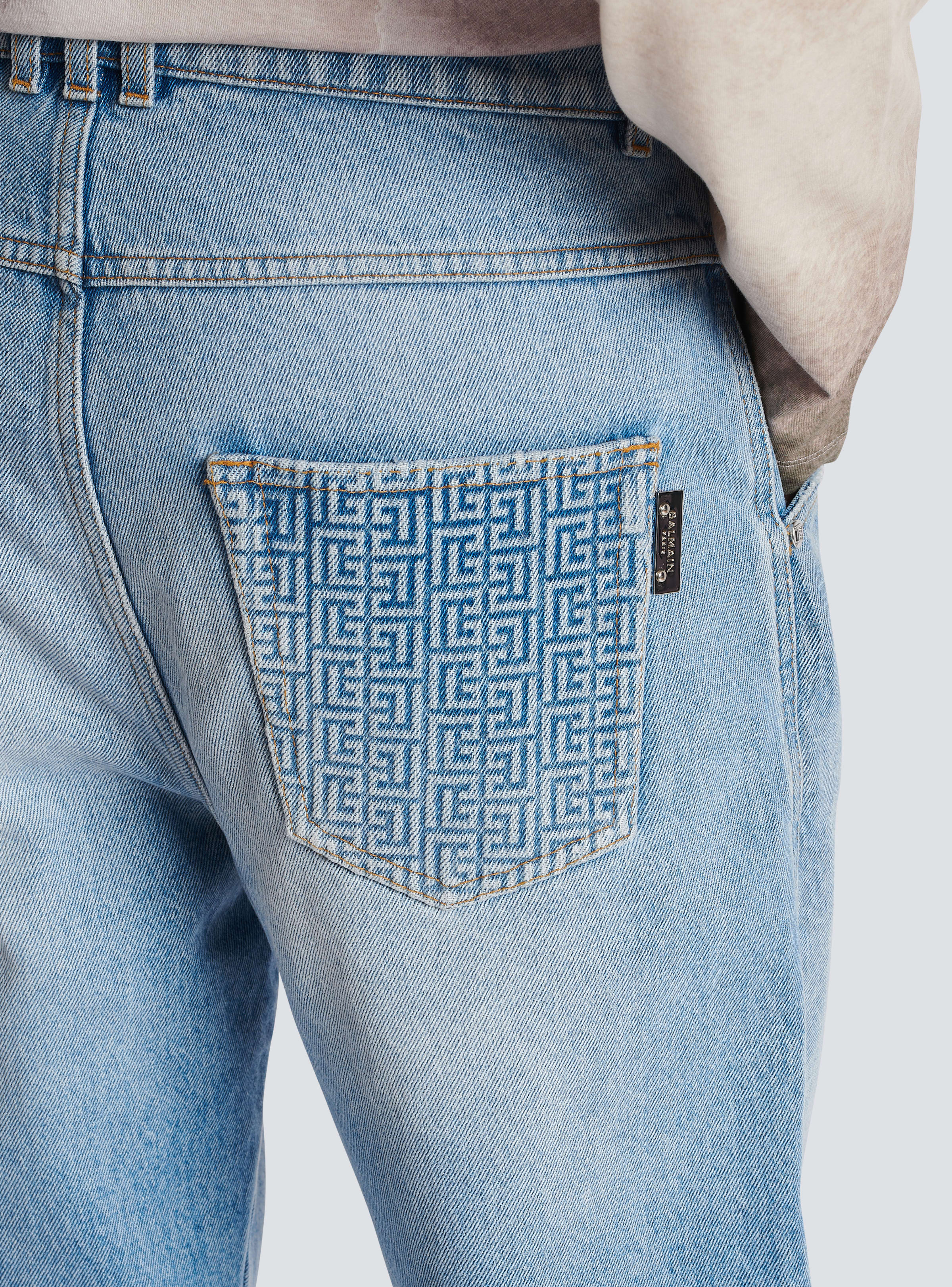 BALMAIN MEN'S STRAIGHT MONOGRAM DENIM PANTS NWT - Image 6