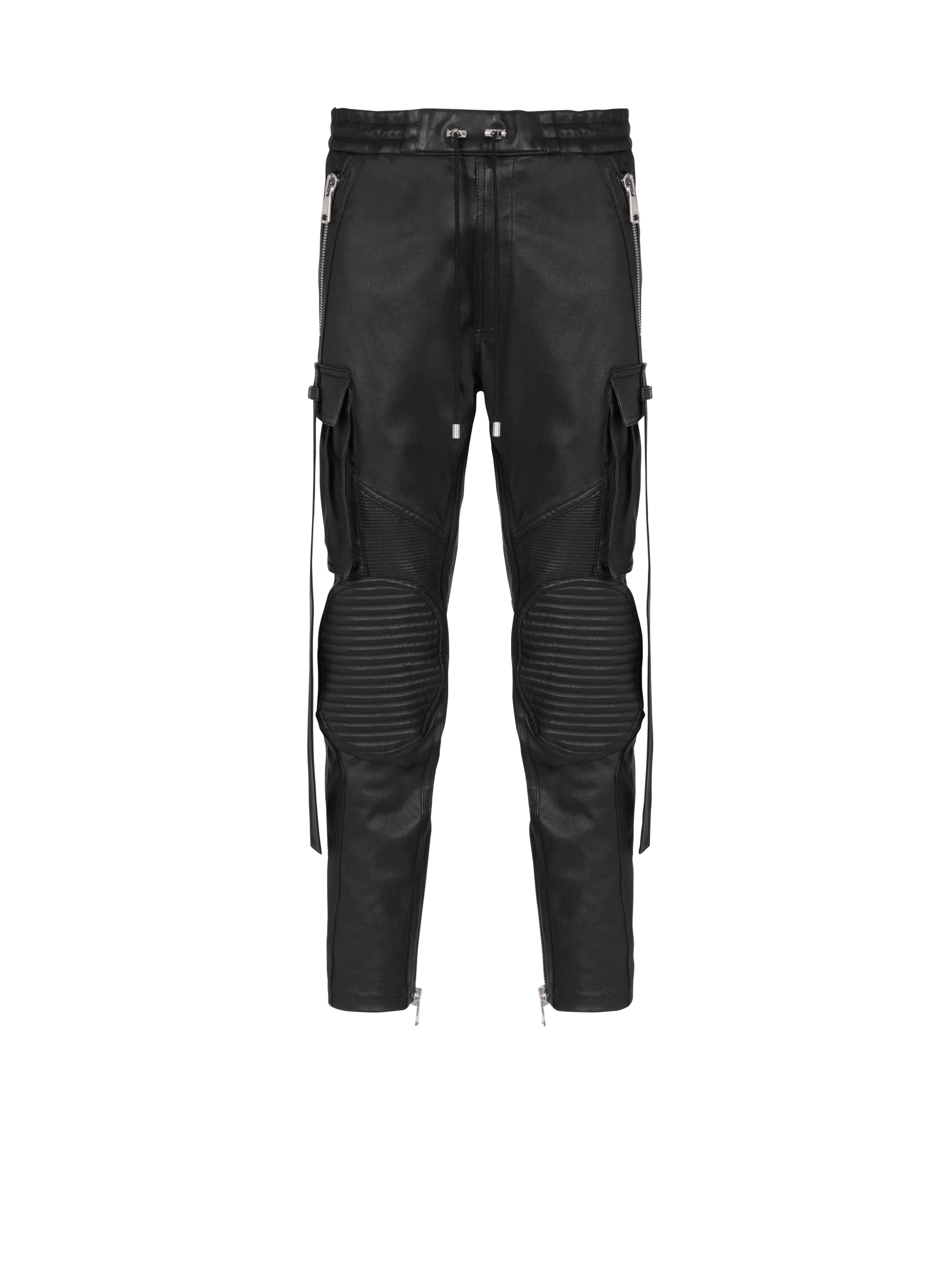 BALMAIN MEN'S STRAP DETAIL LEATHER RIDER PANTS NWT