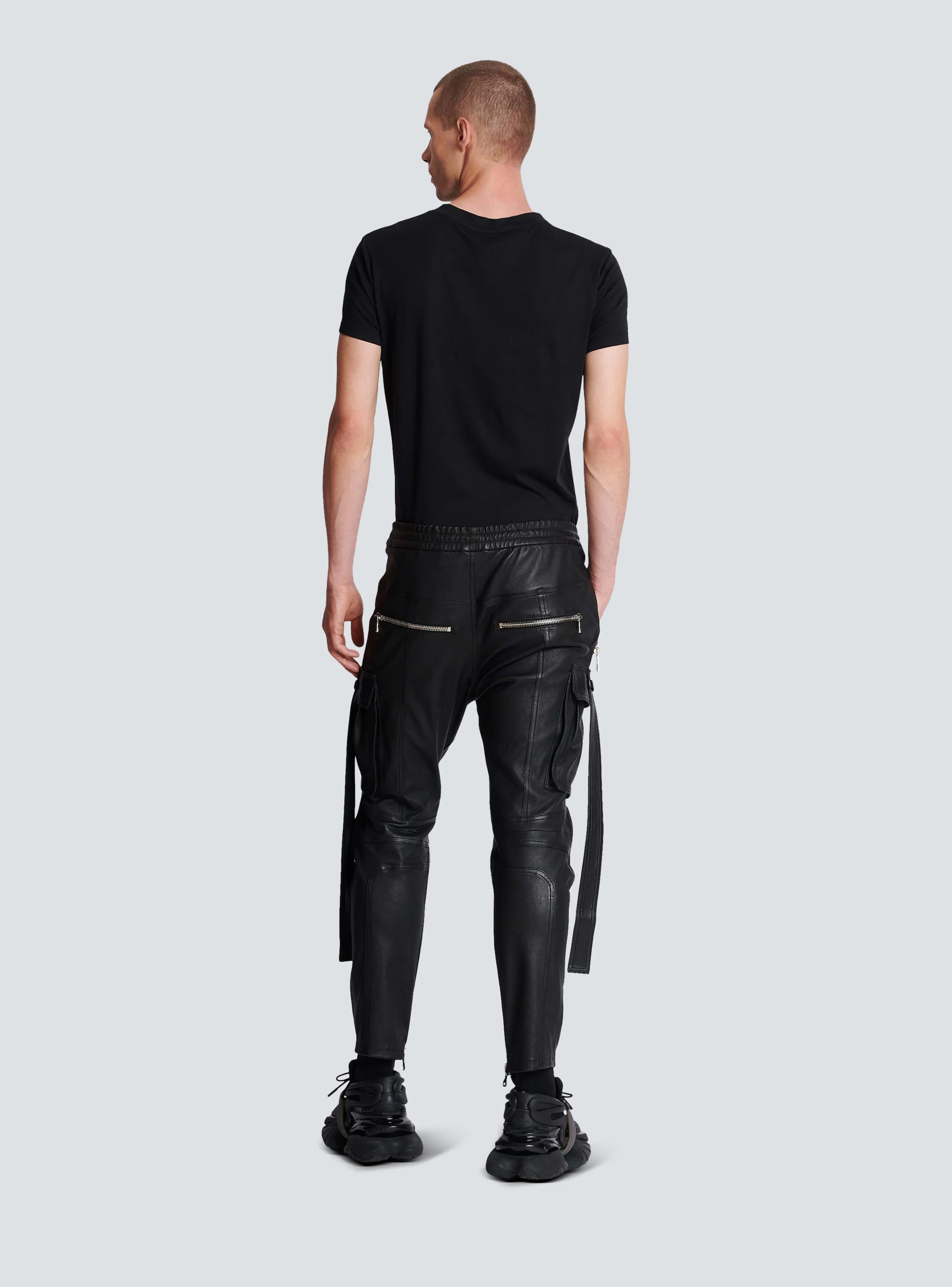 BALMAIN MEN'S STRAP DETAIL LEATHER RIDER PANTS NWT - Image 4