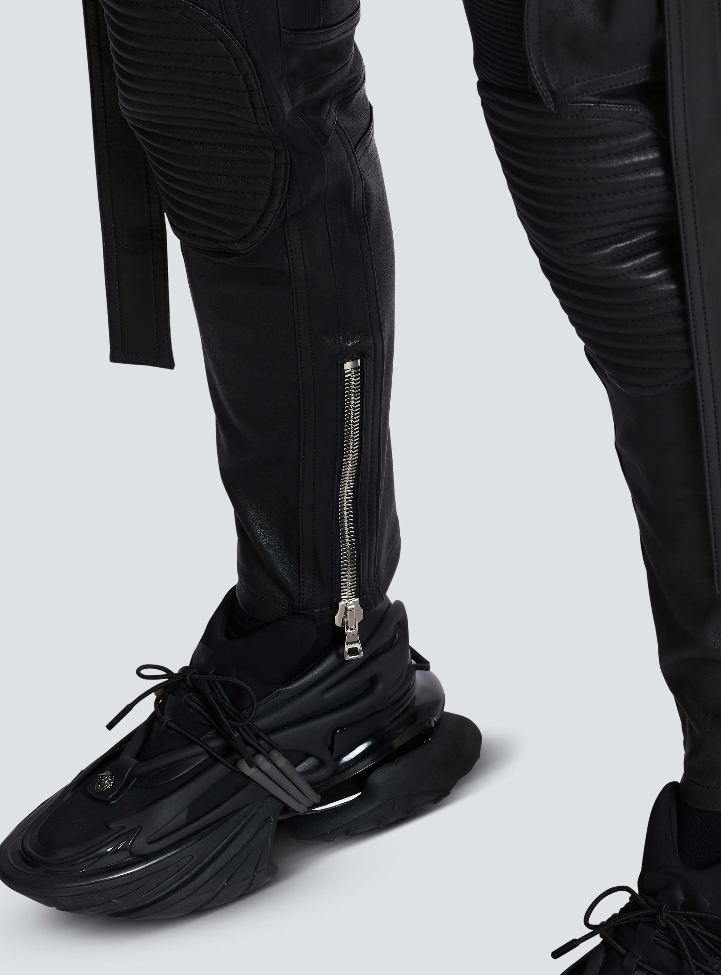BALMAIN MEN'S STRAP DETAIL LEATHER RIDER PANTS NWT - Image 7