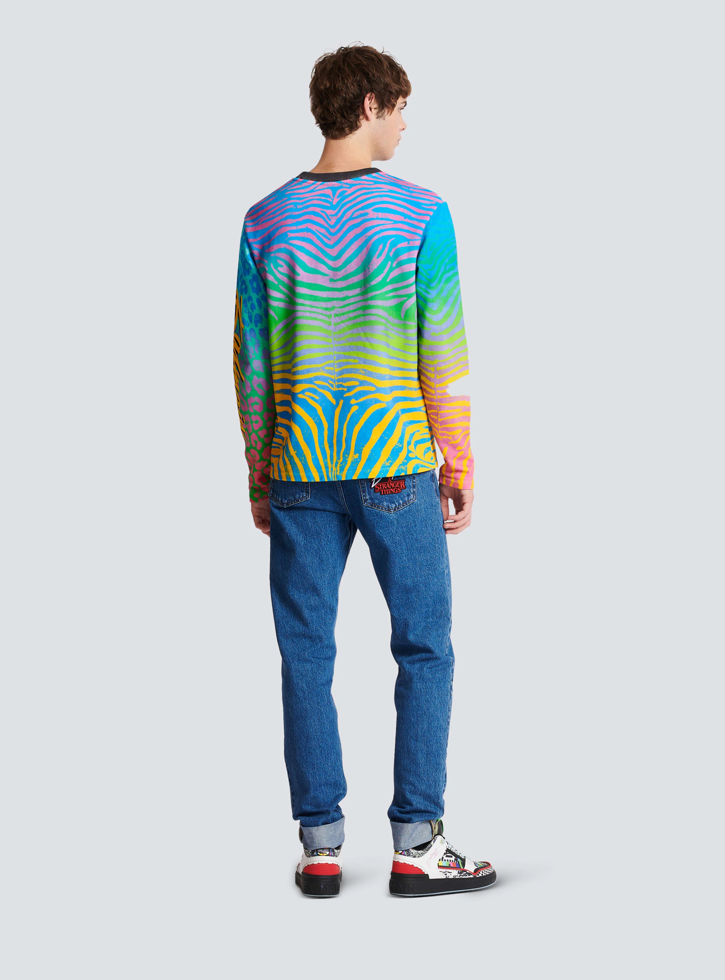 BALMAIN MEN'S MULTICOLOR ZEBRA PRINT SWEATSHIRT - Image 4