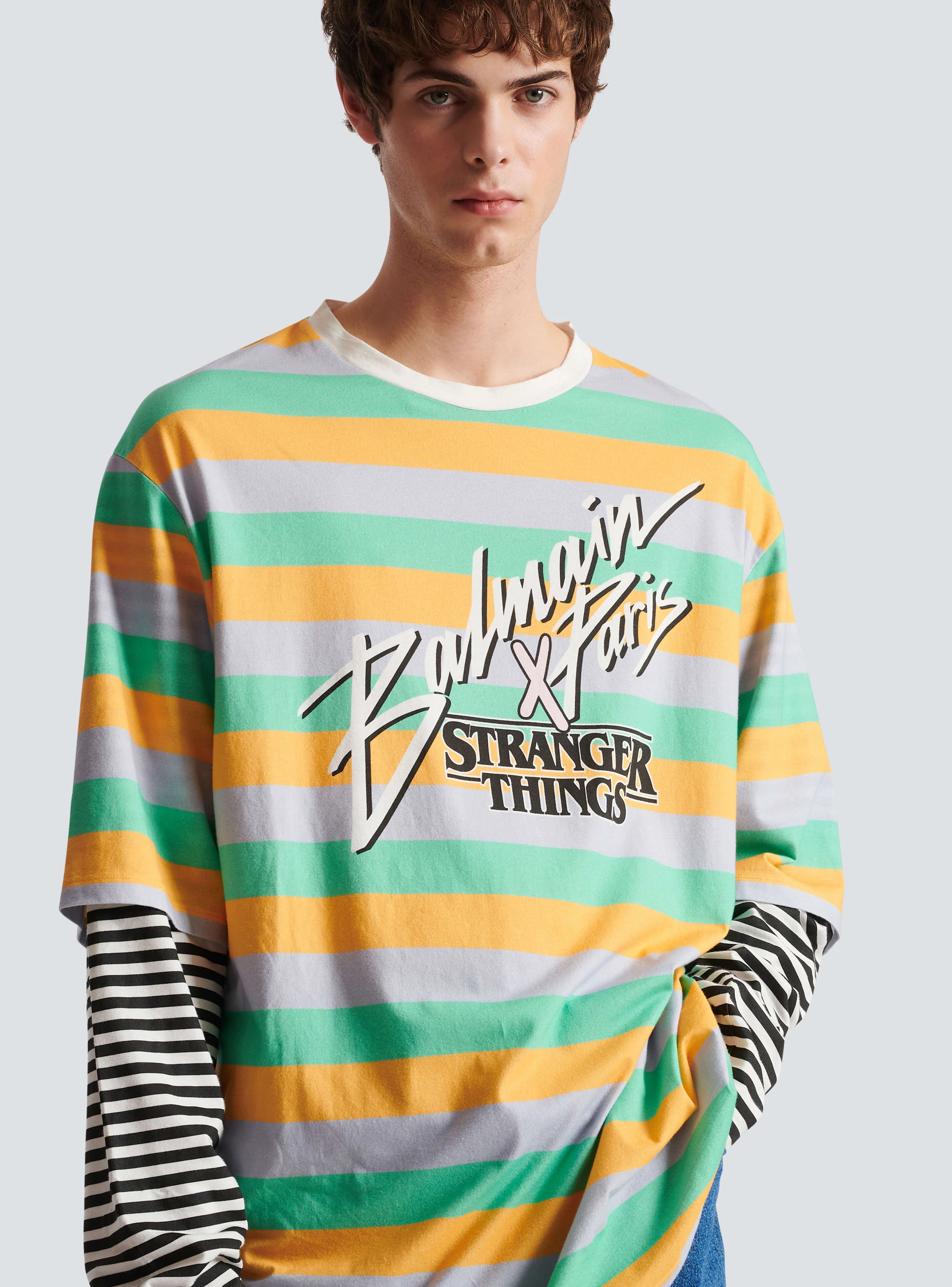 BALMAIN MEN'S MULTICOLOR STRIPED OVERSIZED LONG-SLEEVE SHIRT - Image 5