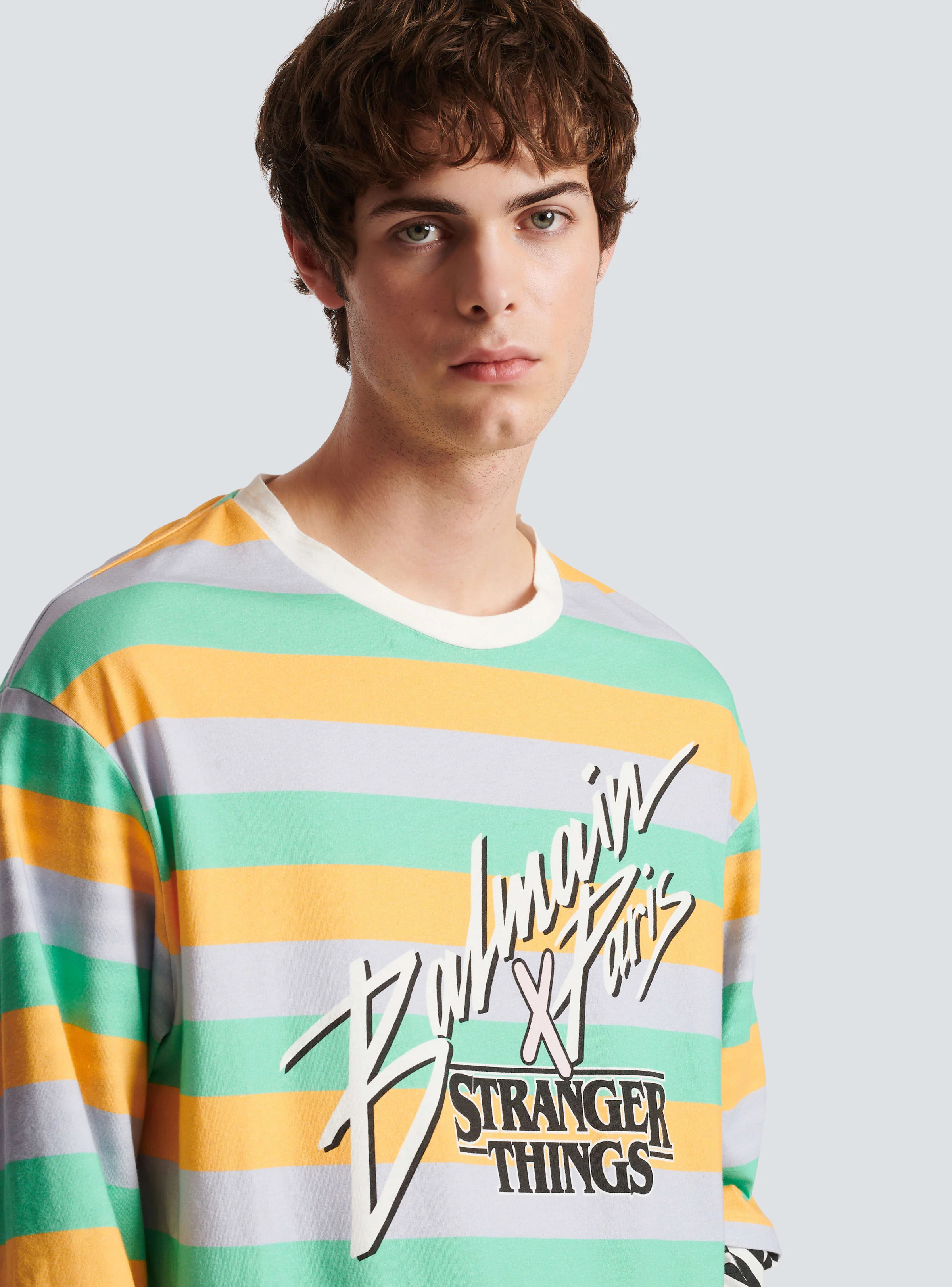 BALMAIN MEN'S MULTICOLOR STRIPED OVERSIZED LONG-SLEEVE SHIRT - Image 6