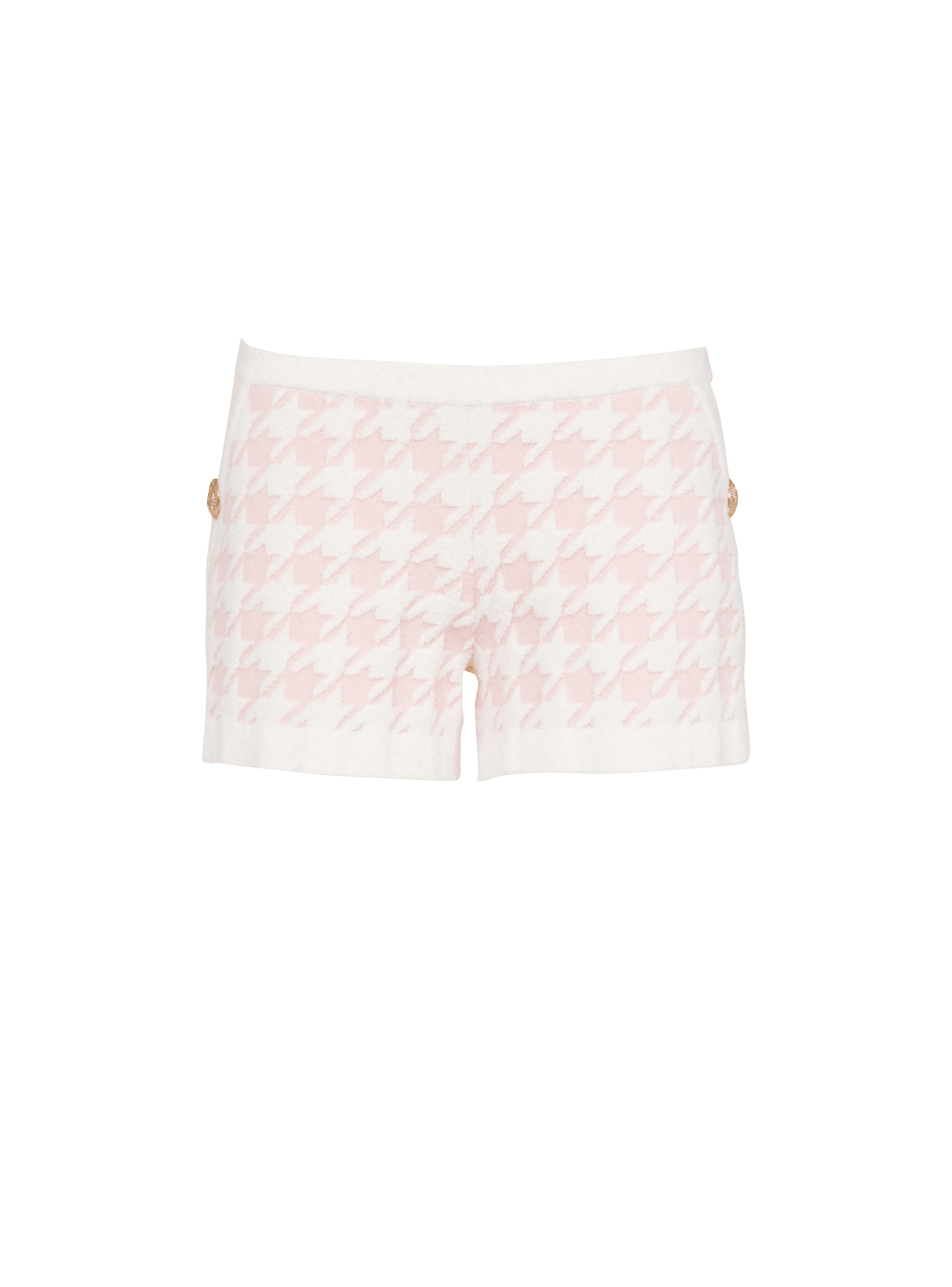 BALMAIN WOMEN'S 2BTN HOUNDSTOOTH LIGTH TWEED SHORTS NWT