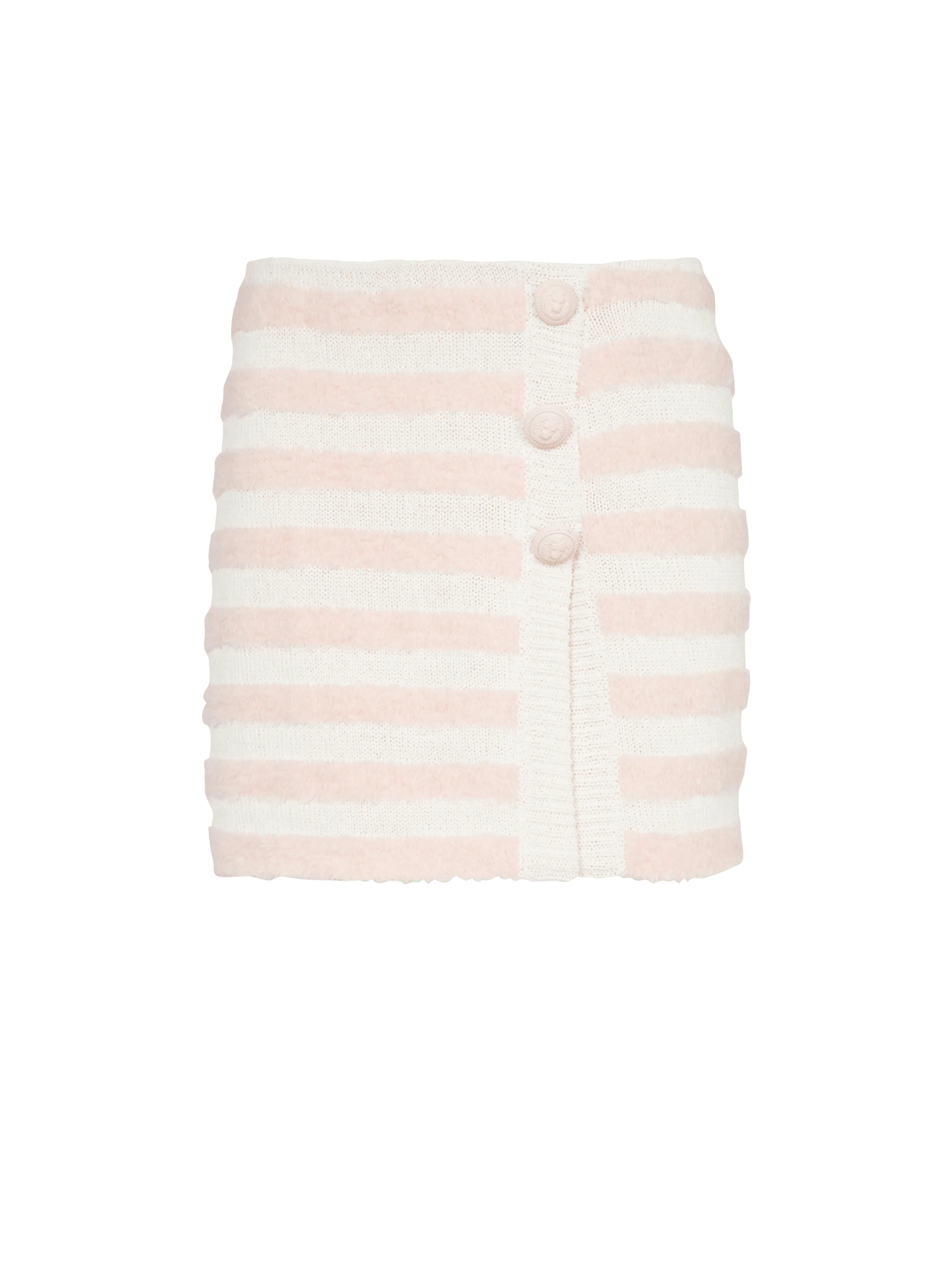 BALMAIN WOMEN'S TWO-TONE FLUFFY STRIPED WRAP SKIRT