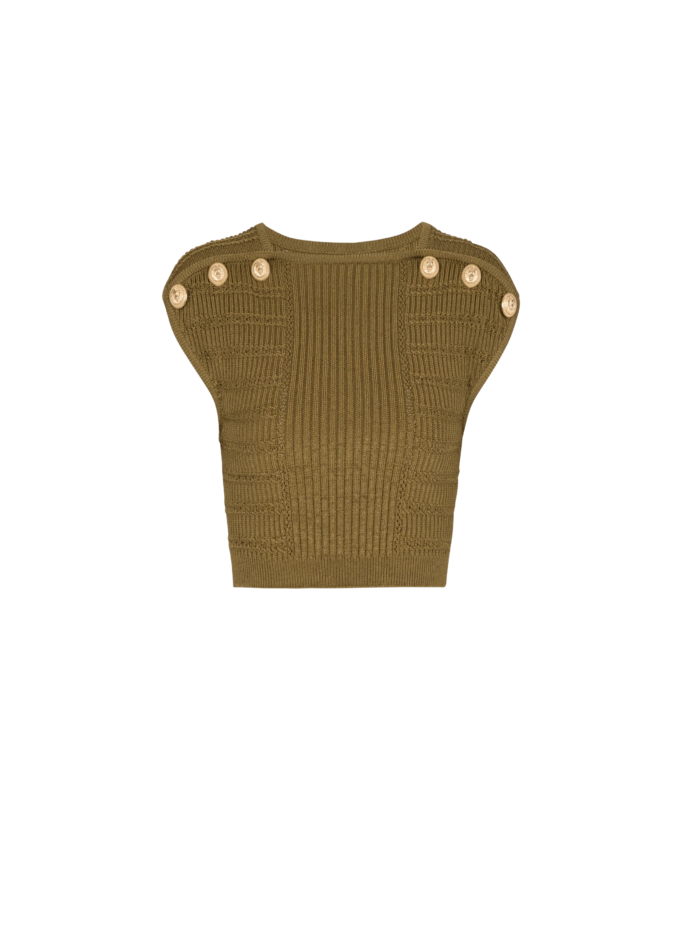 BALMAIN WOMEN'S 6 BTN KNIT CROPPED TOP NWT