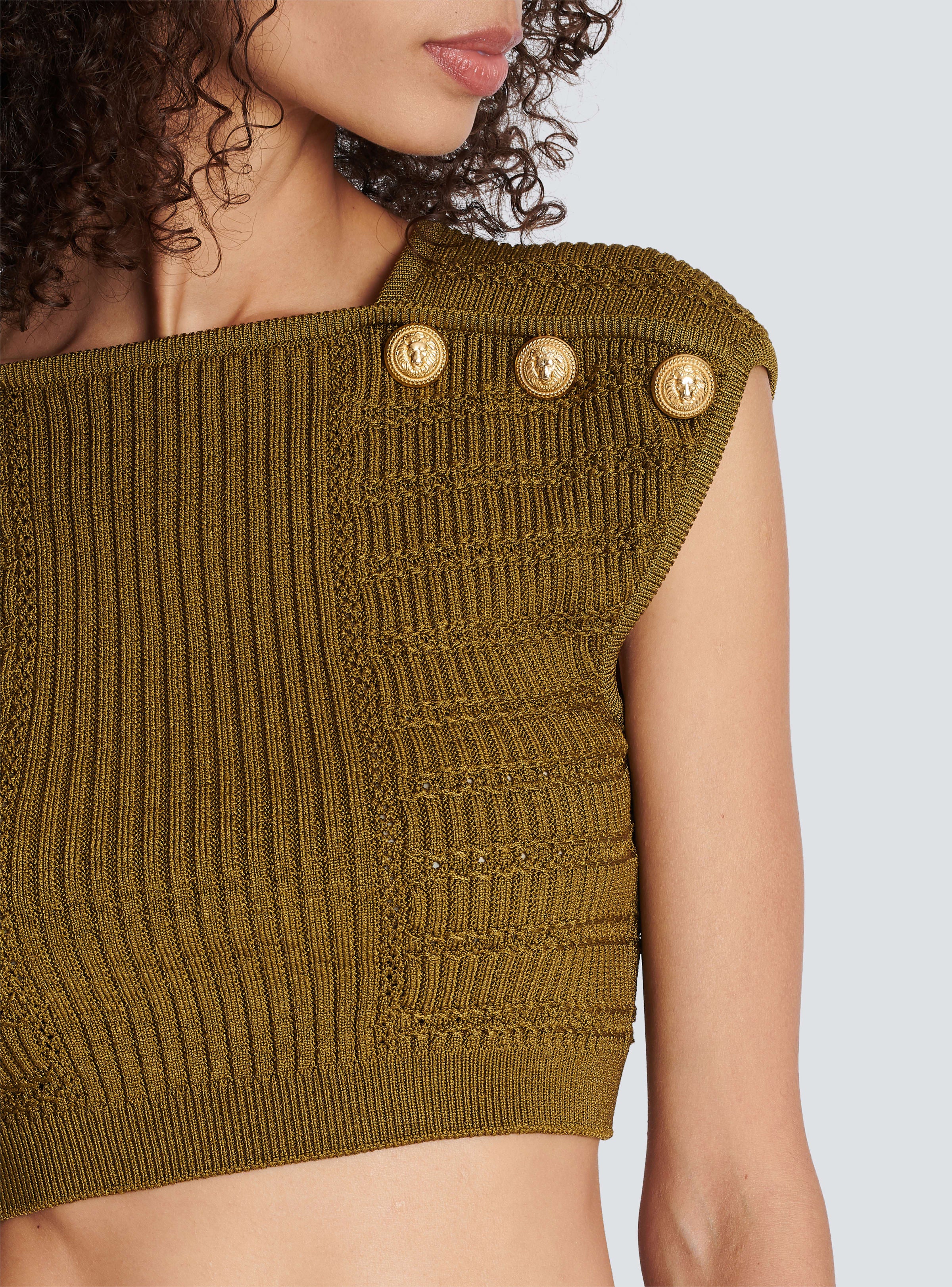 BALMAIN WOMEN'S 6 BTN KNIT CROPPED TOP NWT - Image 6