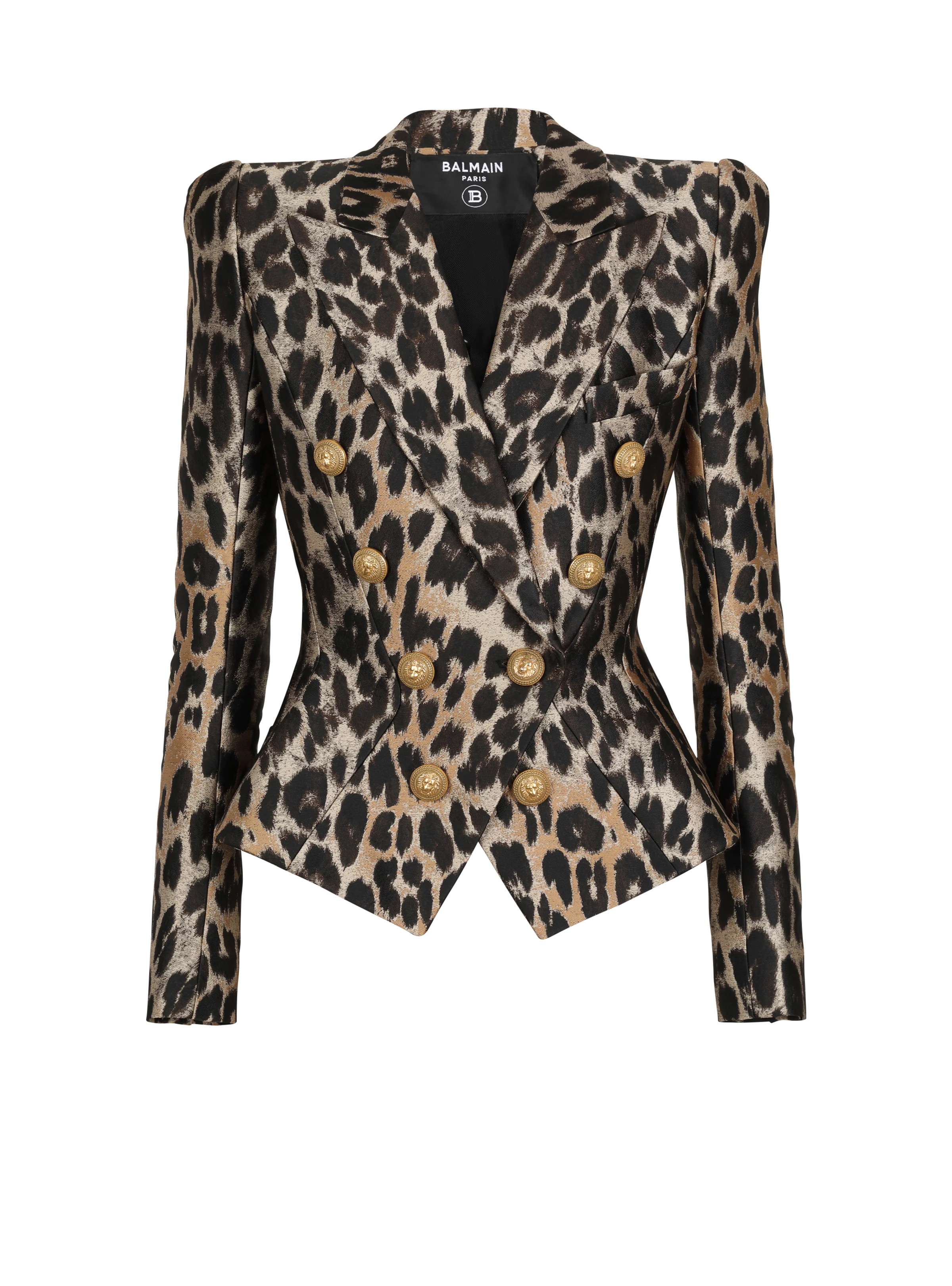 BALMAIN WOMEN'S 8 BTN LEOPARD JACQUARD JACKET NWT