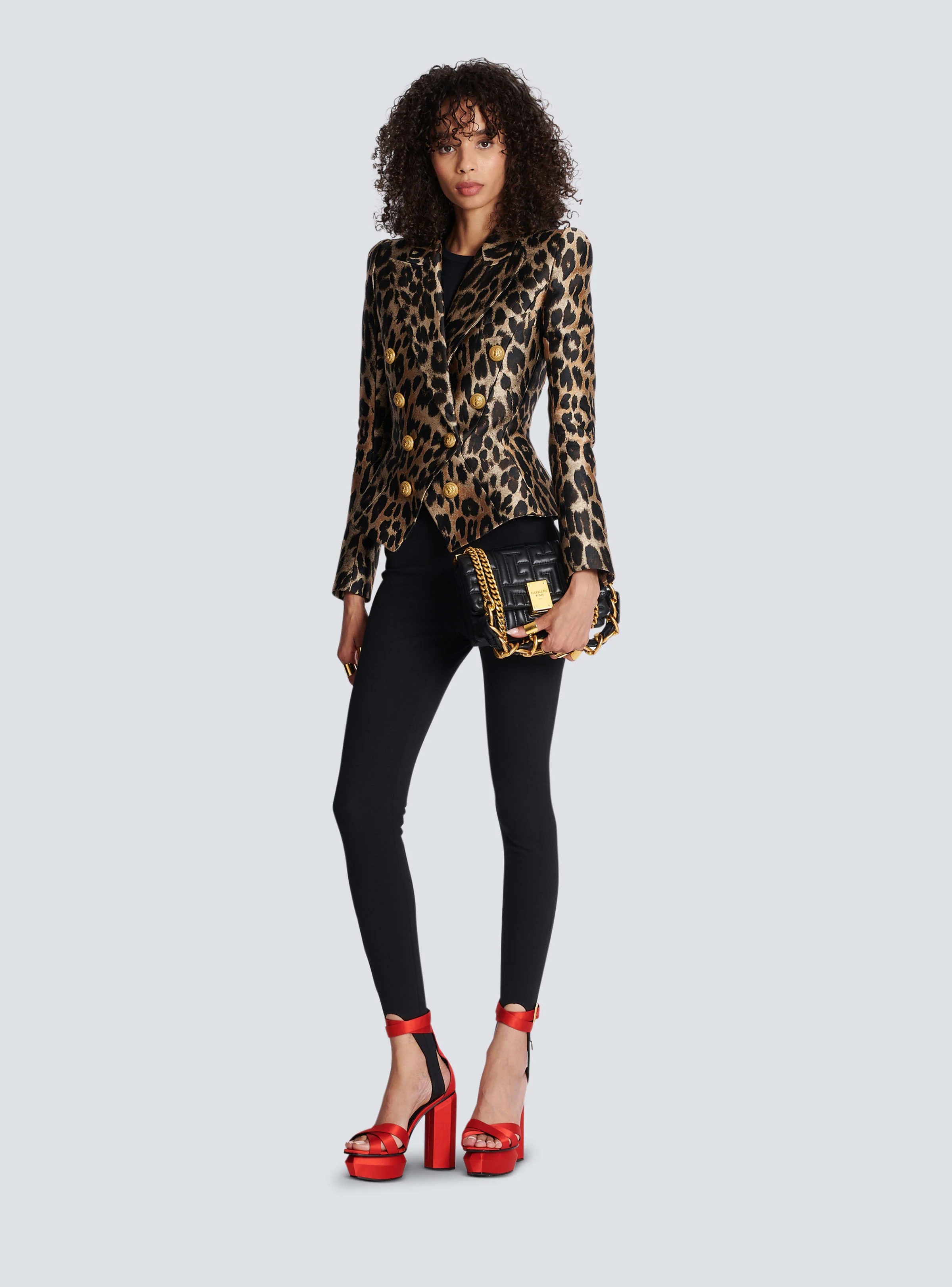 BALMAIN WOMEN'S 8 BTN LEOPARD JACQUARD JACKET NWT - Image 2