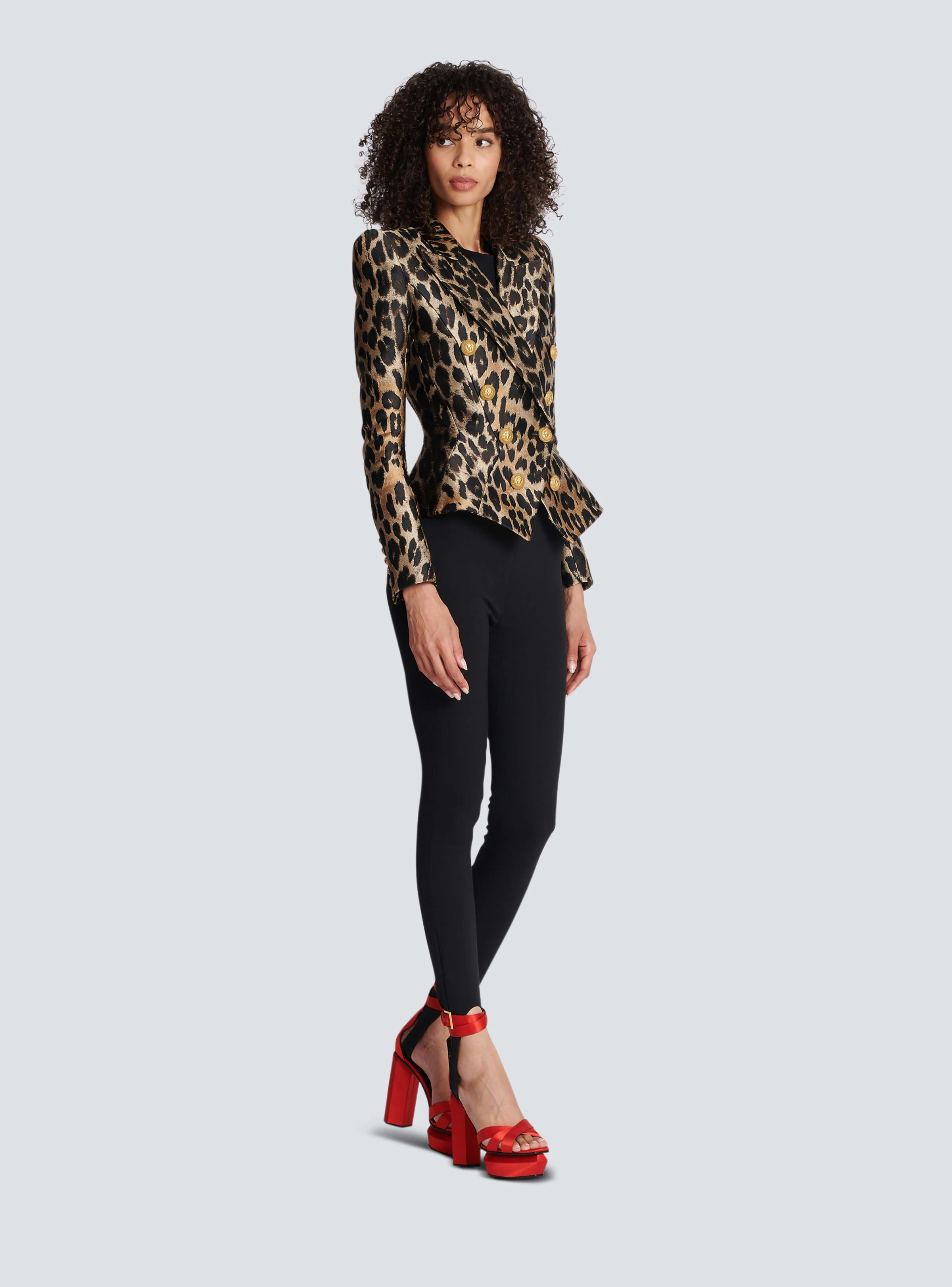BALMAIN WOMEN'S 8 BTN LEOPARD JACQUARD JACKET NWT - Image 3