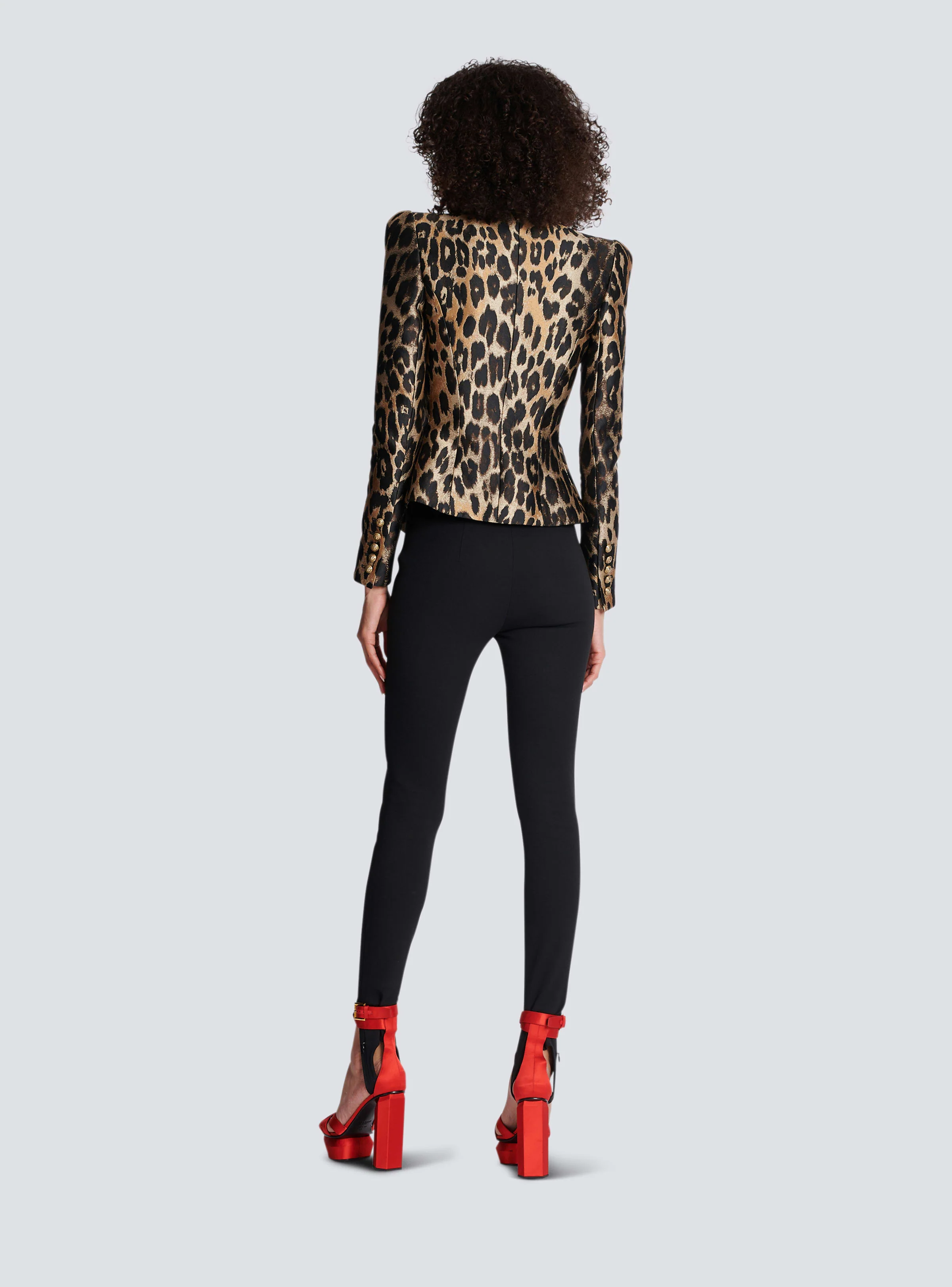 BALMAIN WOMEN'S 8 BTN LEOPARD JACQUARD JACKET NWT - Image 4