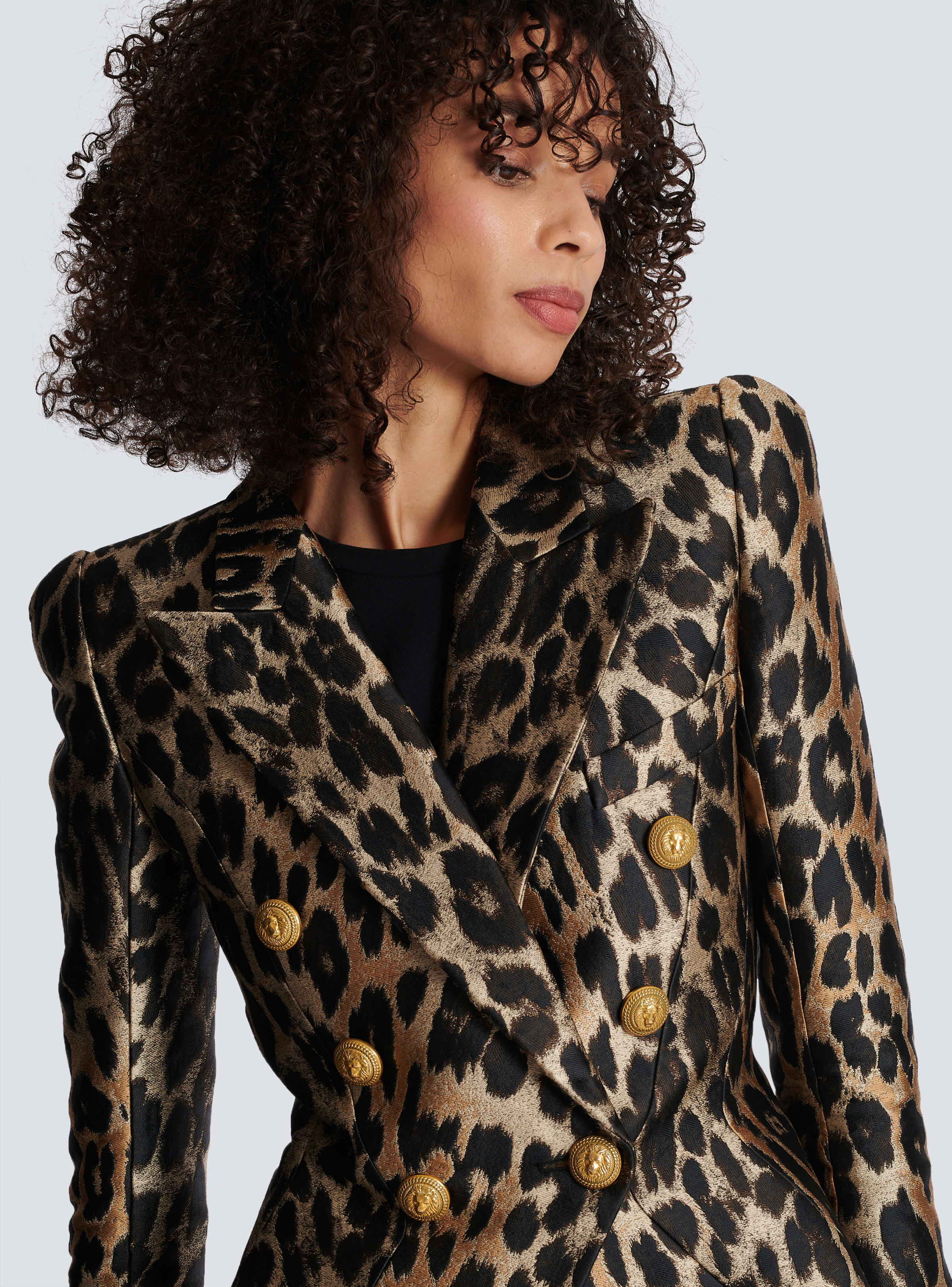 BALMAIN WOMEN'S 8 BTN LEOPARD JACQUARD JACKET NWT - Image 5