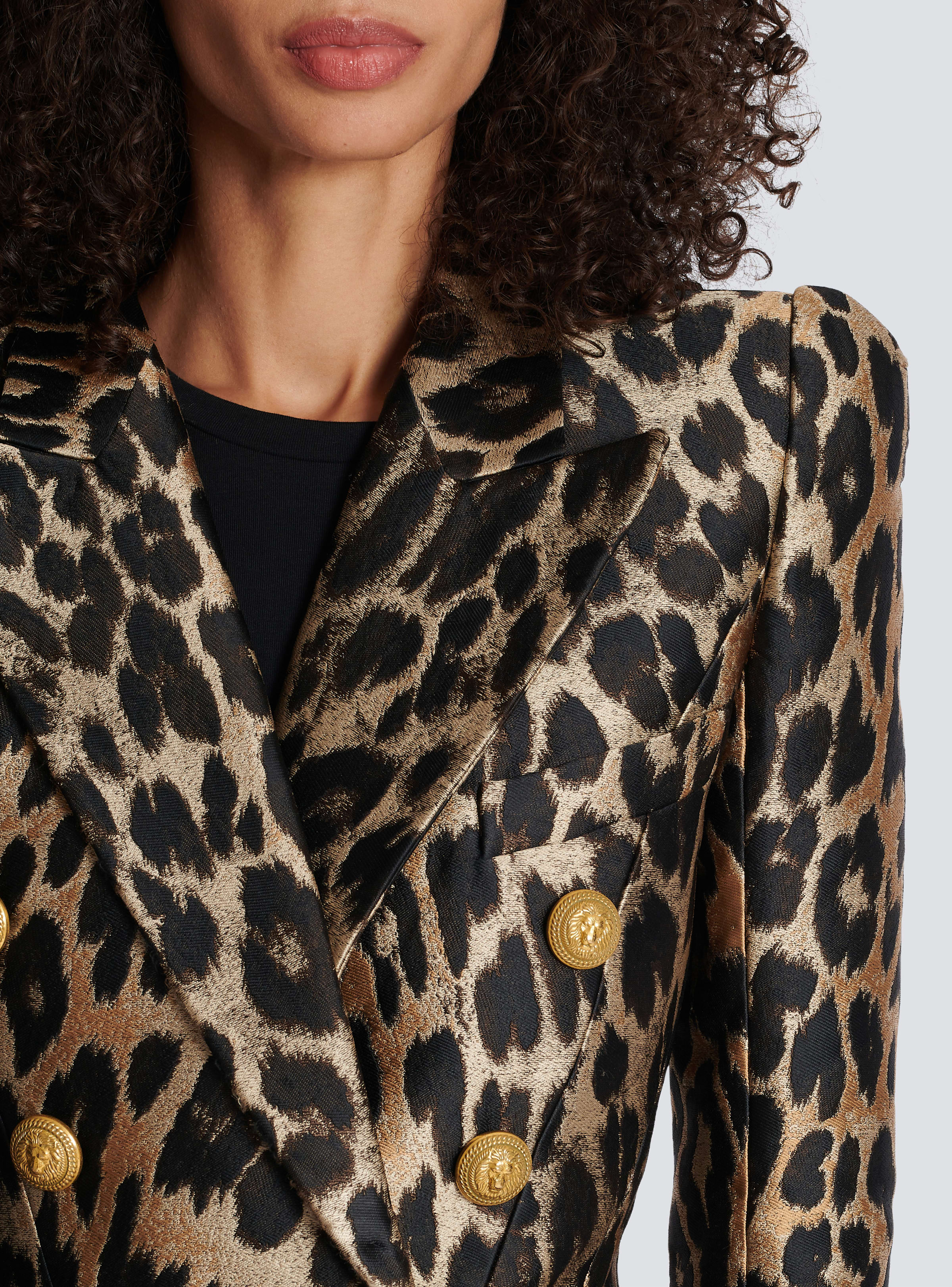 BALMAIN WOMEN'S 8 BTN LEOPARD JACQUARD JACKET NWT - Image 6