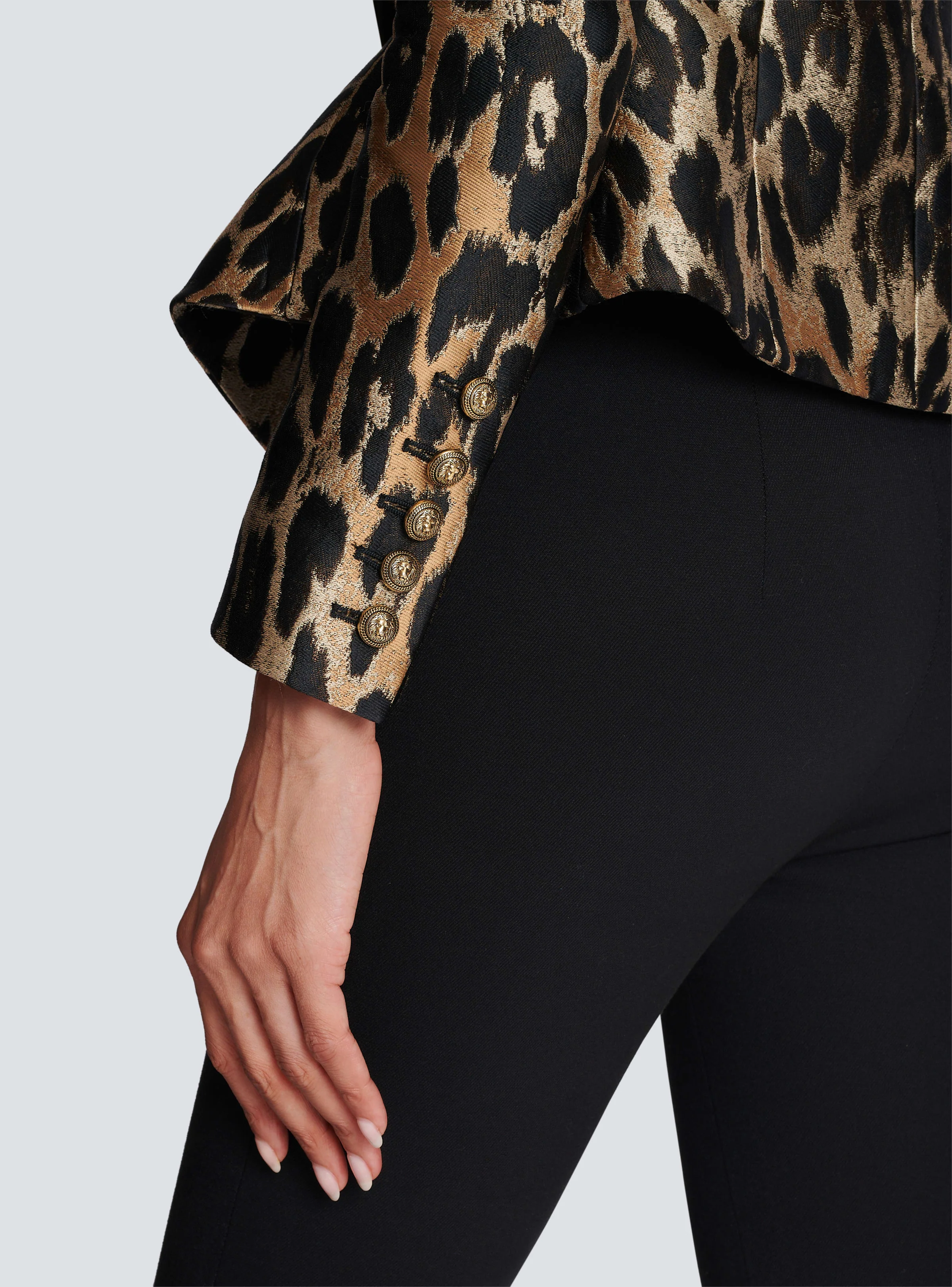 BALMAIN WOMEN'S 8 BTN LEOPARD JACQUARD JACKET NWT - Image 7