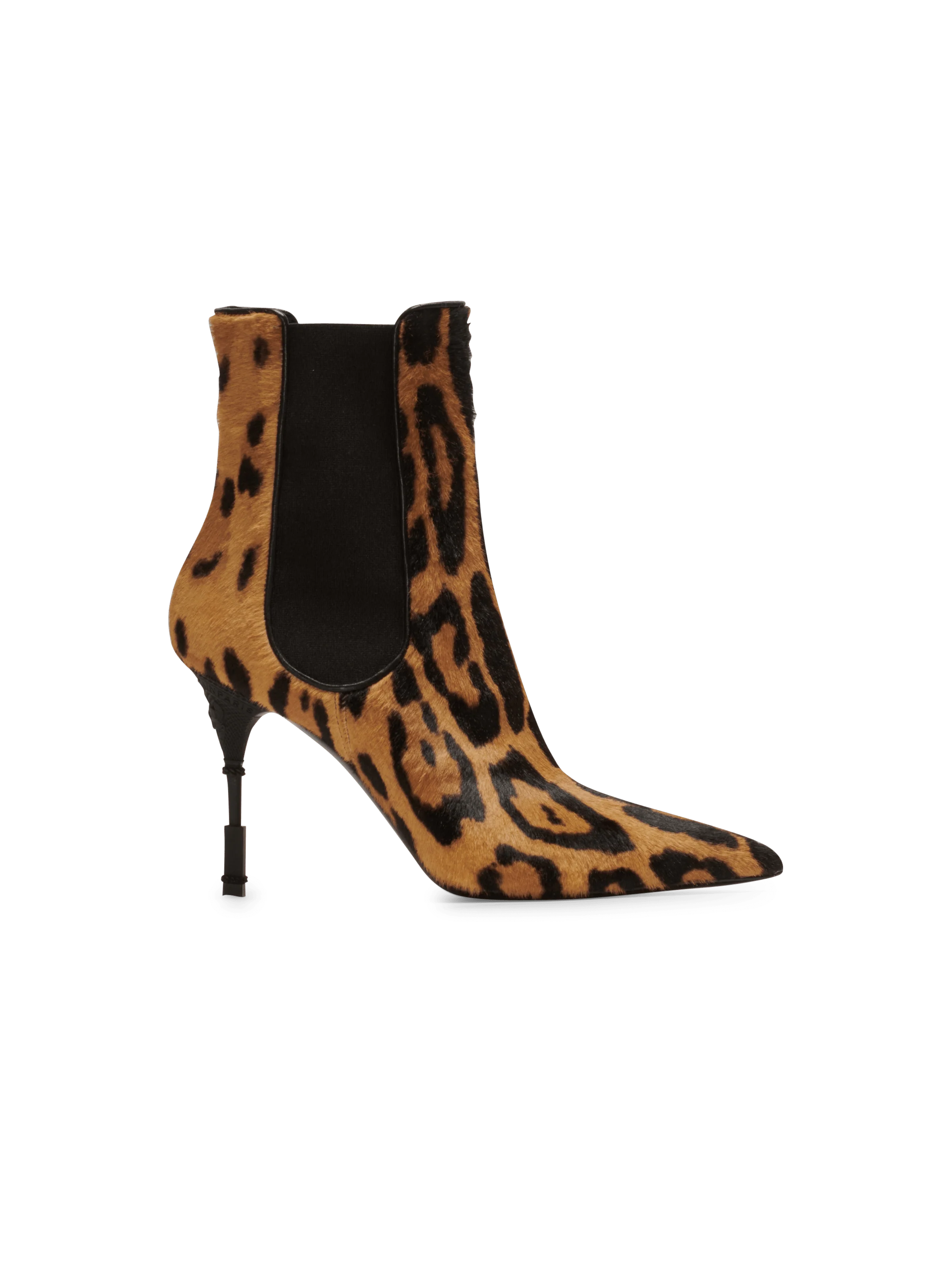 BALMAIN WOMEN'S ANKLE BOOT MONETA-LEOPARD PONY CALF NWT