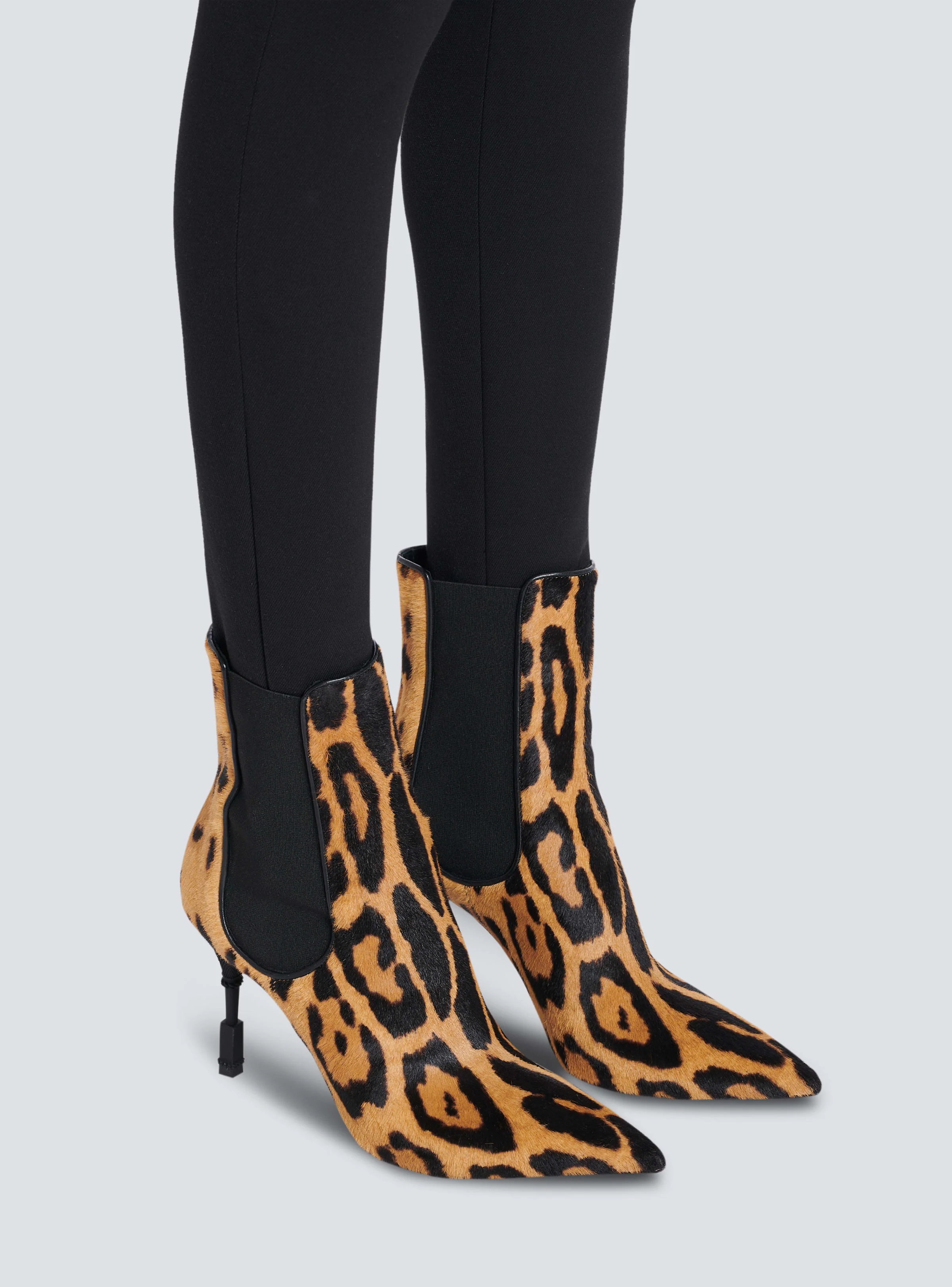 BALMAIN WOMEN'S ANKLE BOOT MONETA-LEOPARD PONY CALF NWT - Image 2