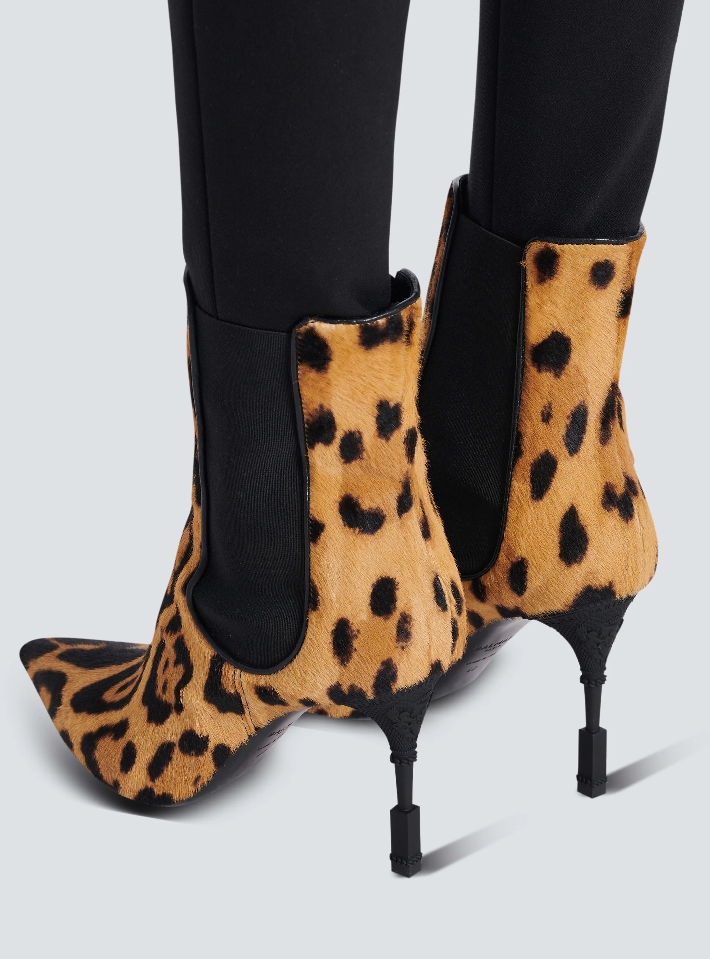 BALMAIN WOMEN'S ANKLE BOOT MONETA-LEOPARD PONY CALF NWT - Image 6
